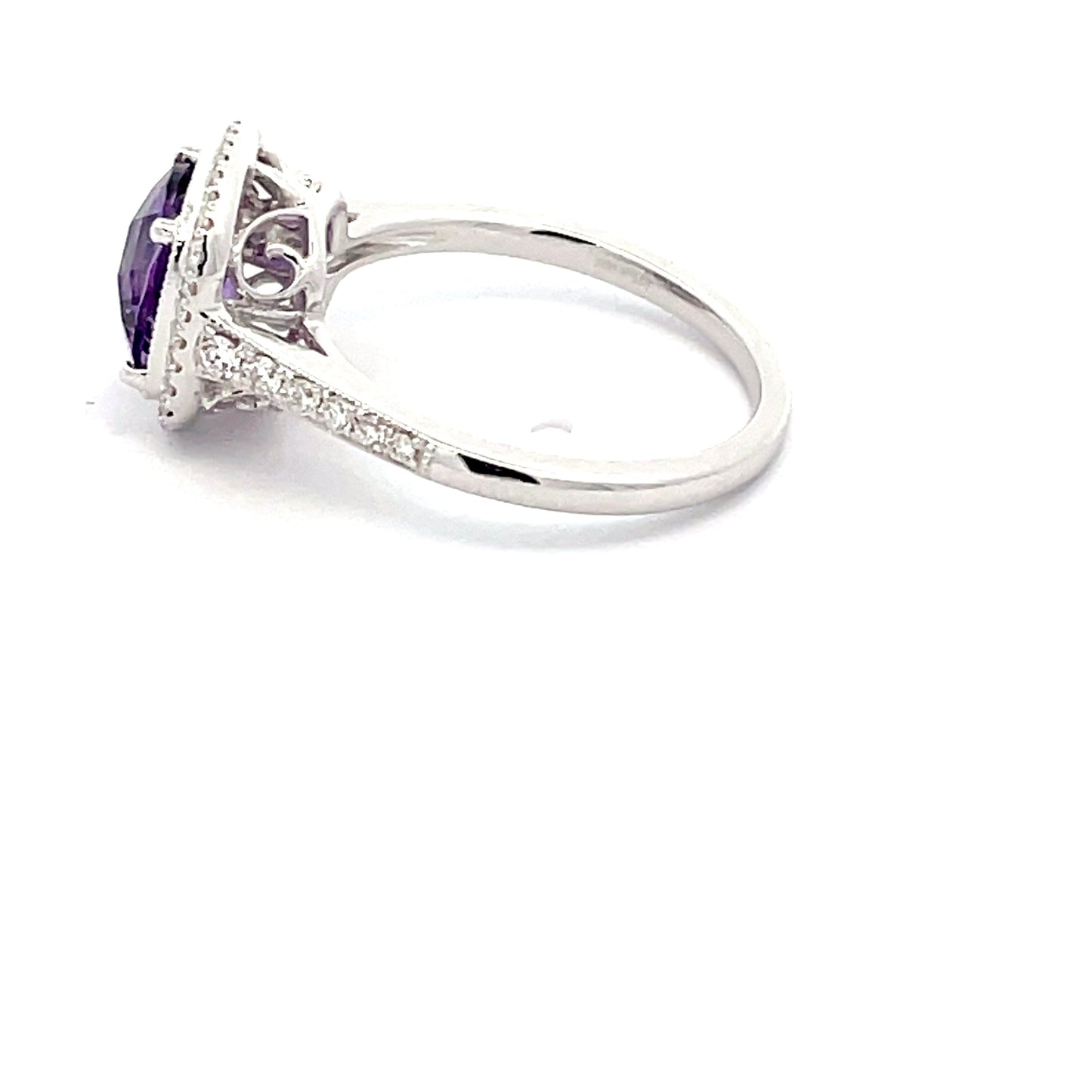 Amethyst and Diamond halo Style Ring Gardiner Brothers