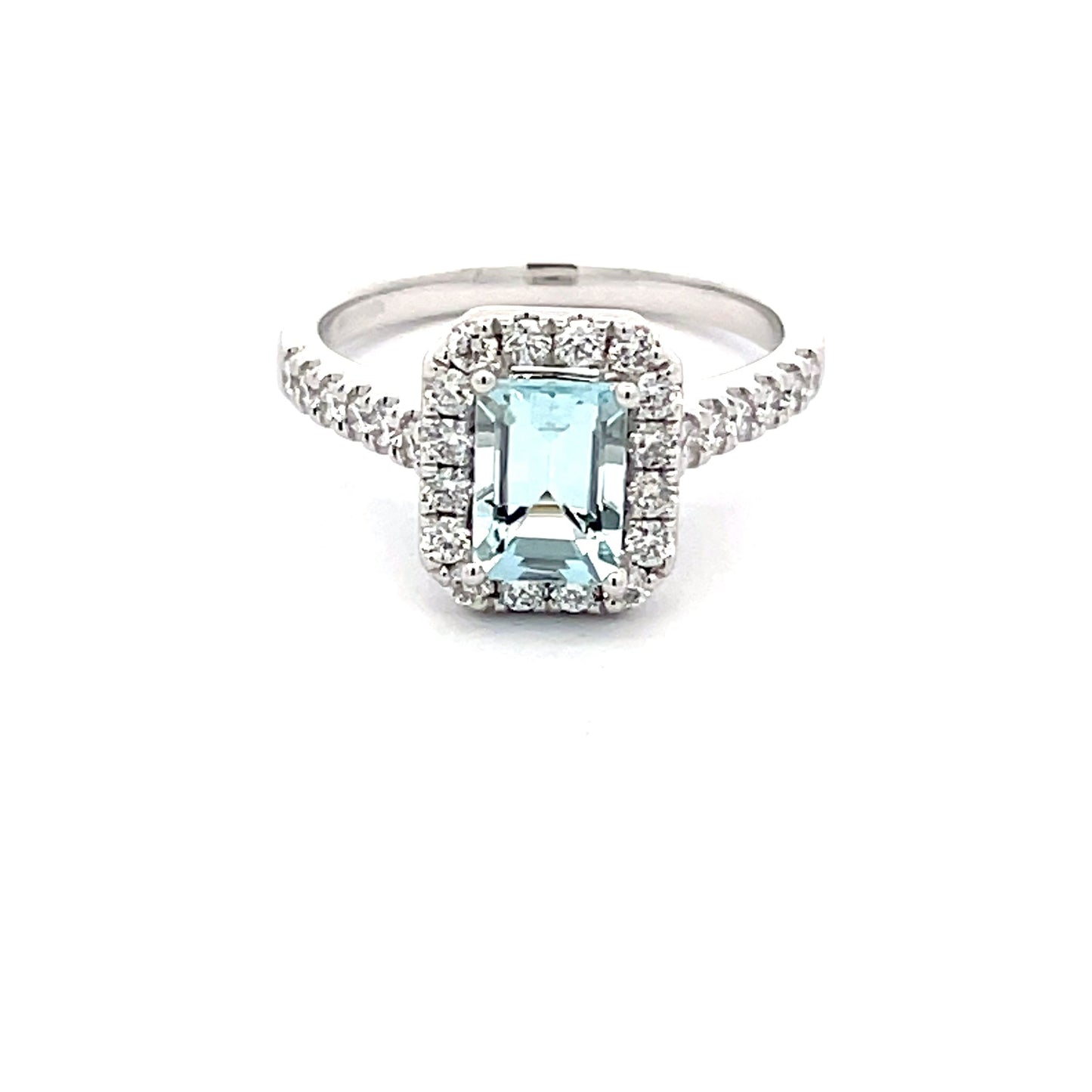 Aquamarine and Diamond Halo Style Ring Gardiner Brothers