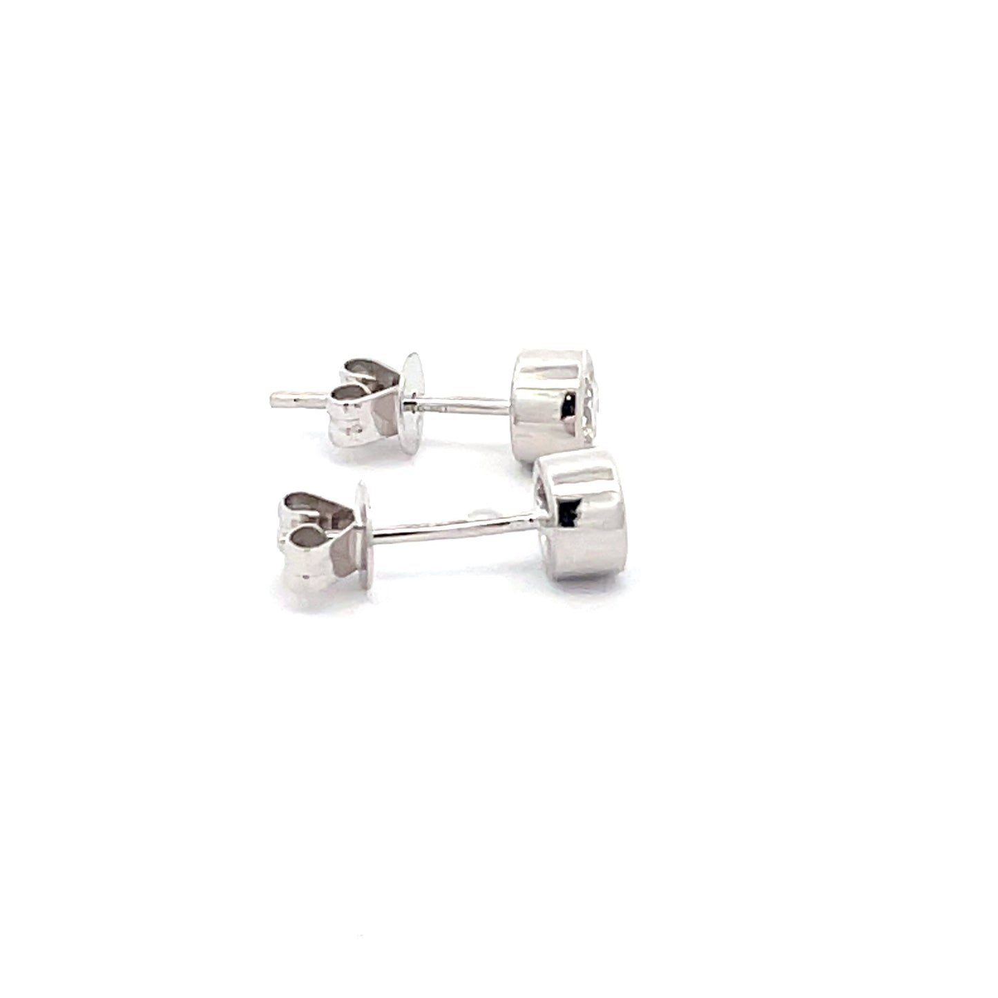 Round Brilliant Cut Diamond Rub-over Style Earrings - 0.50cts Gardiner Brothers