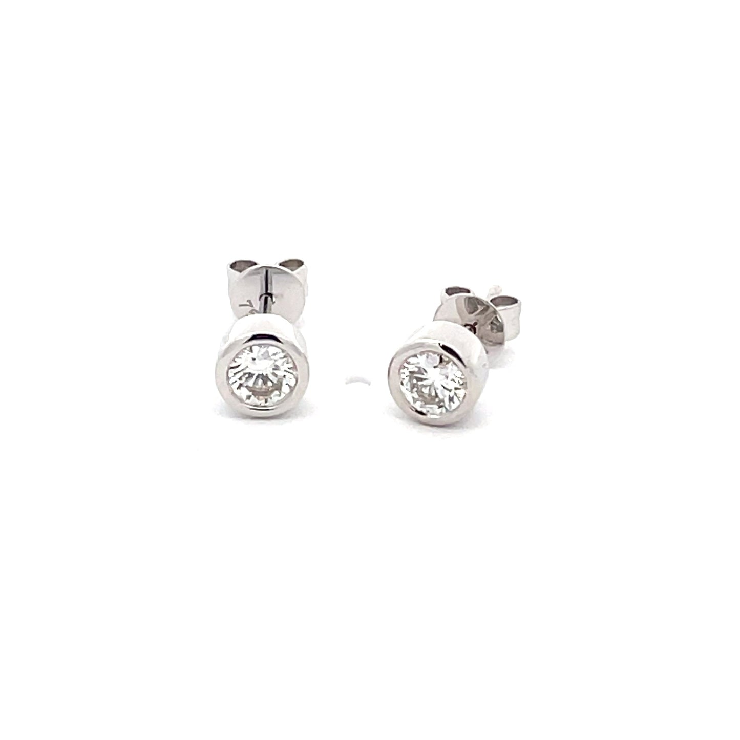 Round Brilliant Cut Diamond Rub-over Style Earrings - 0.50cts Gardiner Brothers