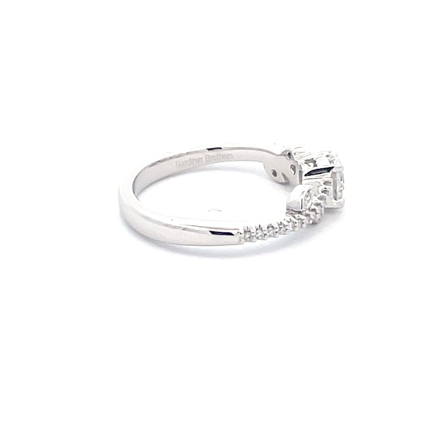 Round Brilliant Cut Diamond Solitaire with fancy diamond set shoulders - 0.65cts Gardiner Brothers