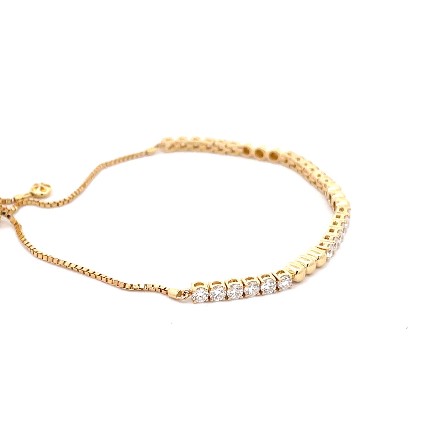 Yellow Gold Round Brilliant Cut Diamond and bead tennis style bracelet. Gardiner Brothers