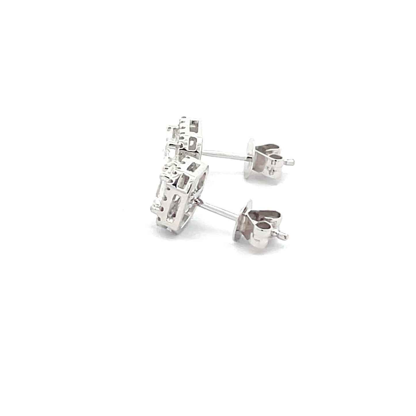 Emerald cut Diamond Halo Style Earrings Gardiner Brothers