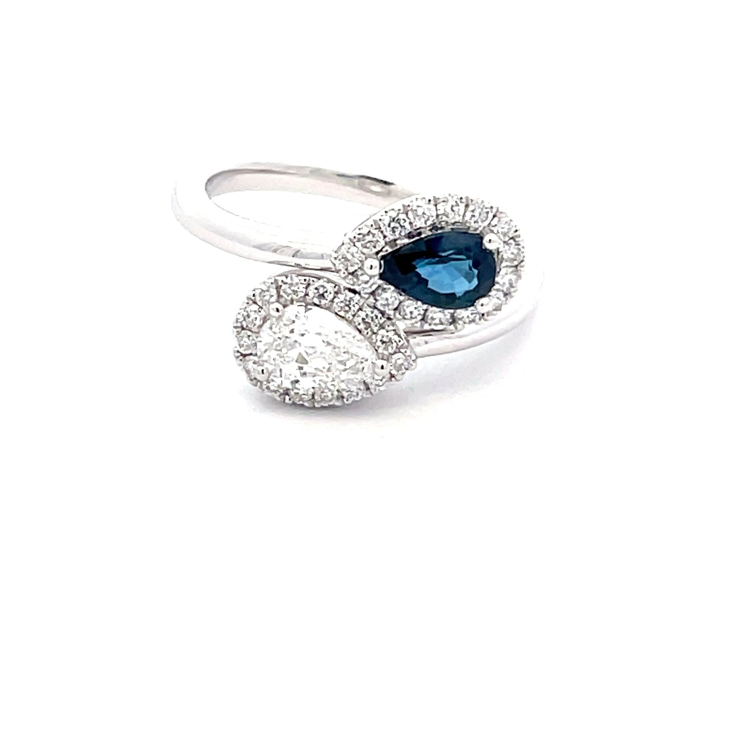 Sapphire and diamond Cross-over style ring Gardiner Brothers