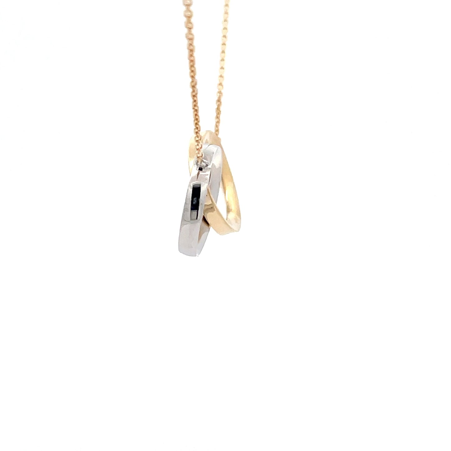 Yellow and White Gold interlocking rings pendant Gardiner Brothers