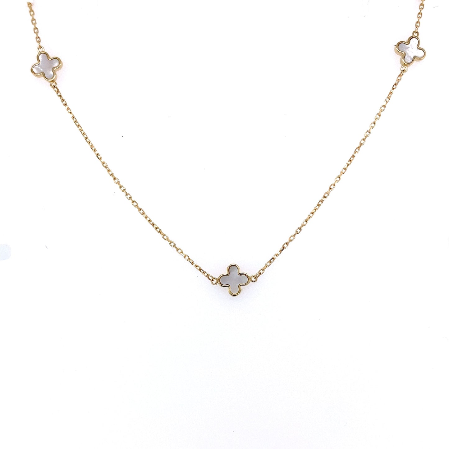 Yellow Gold Mother of Pearl Flower Necklet Gardiner Brothers