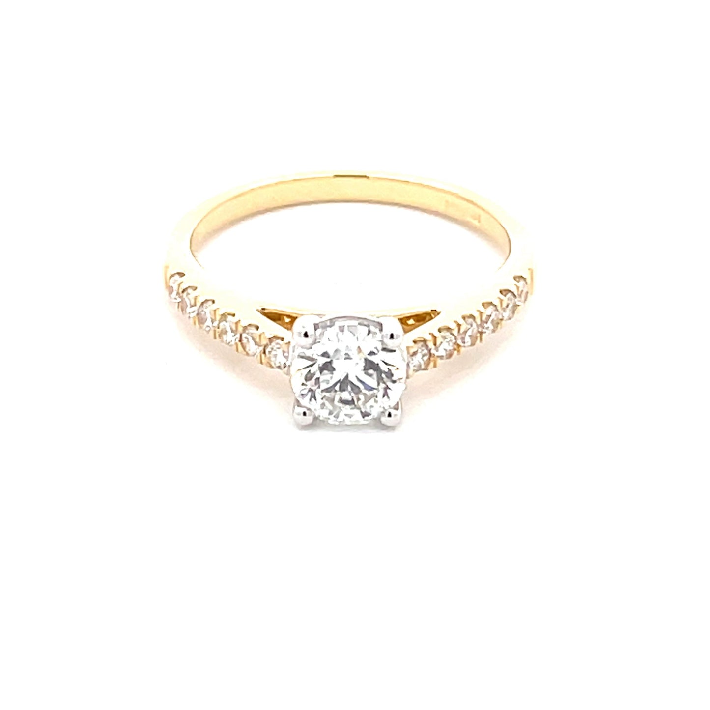 Round Brilliant Cut DIAMOND SOLITAIRE RING WITH DIAMOND SET SHOULDERS - 0.93CTS Gardiner Brothers