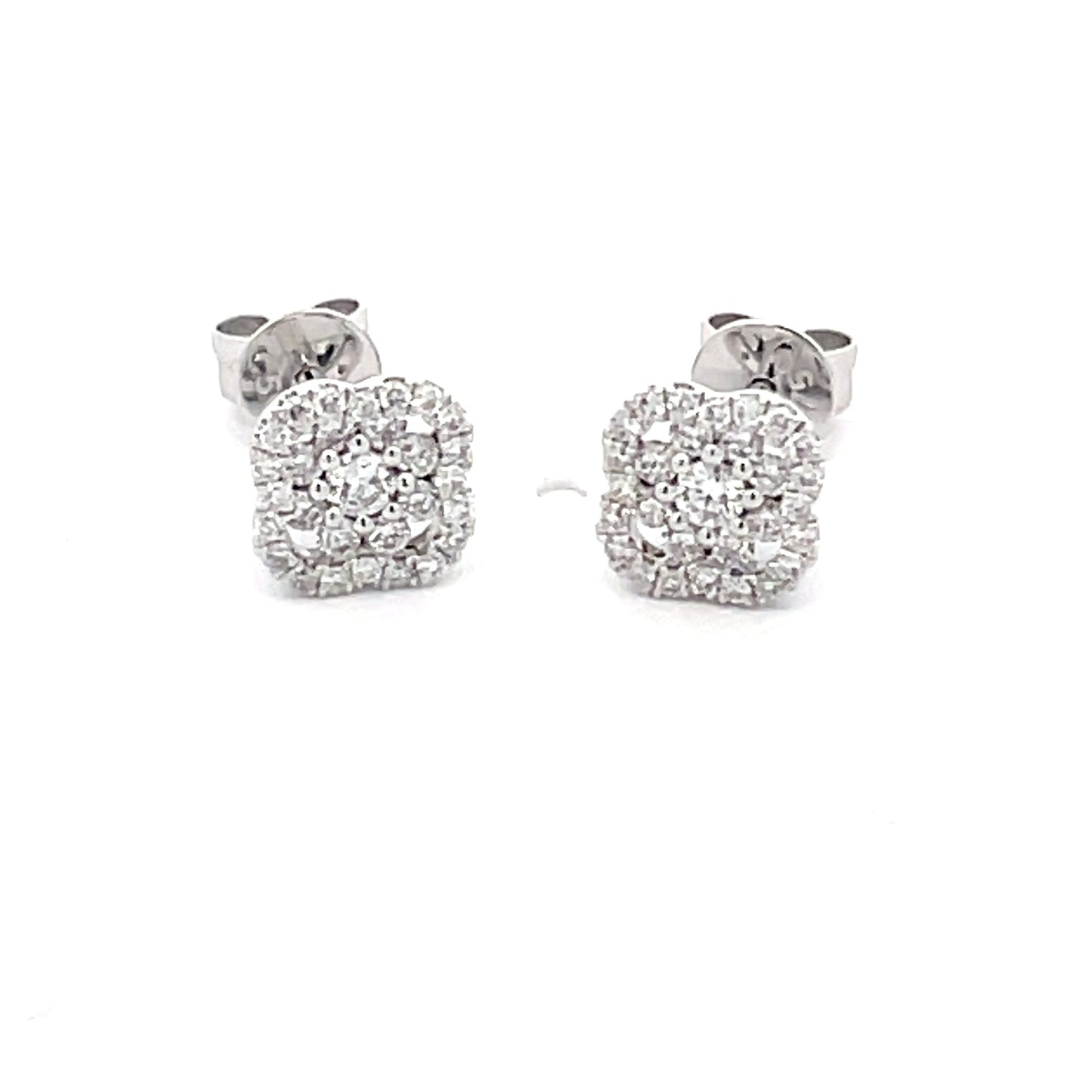Round Brilliant Cut Diamond fancy Cluster Style earrings Gardiner Brothers