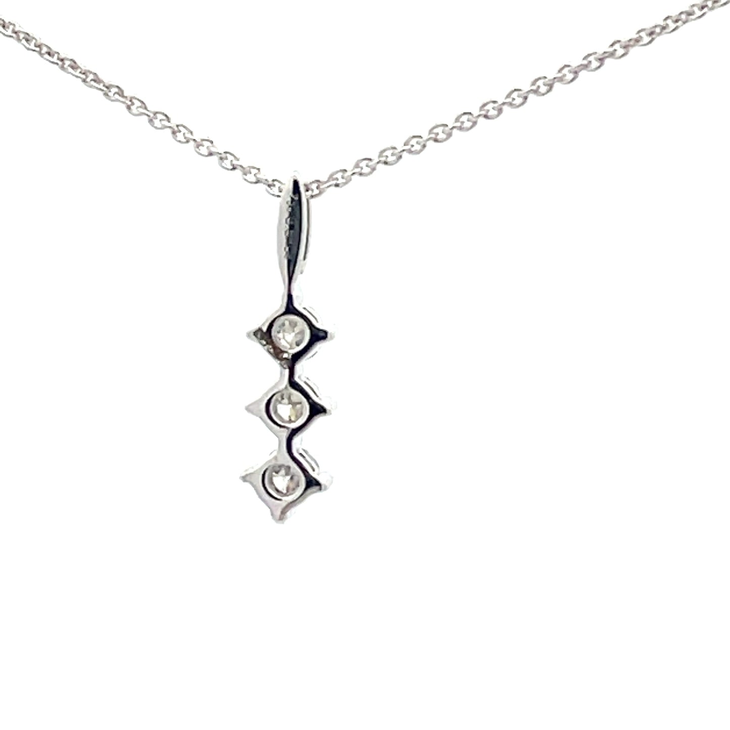 Round Brilliant Cut Diamond 3 Stone Drop Pendant - 0.22cts Gardiner Brothers