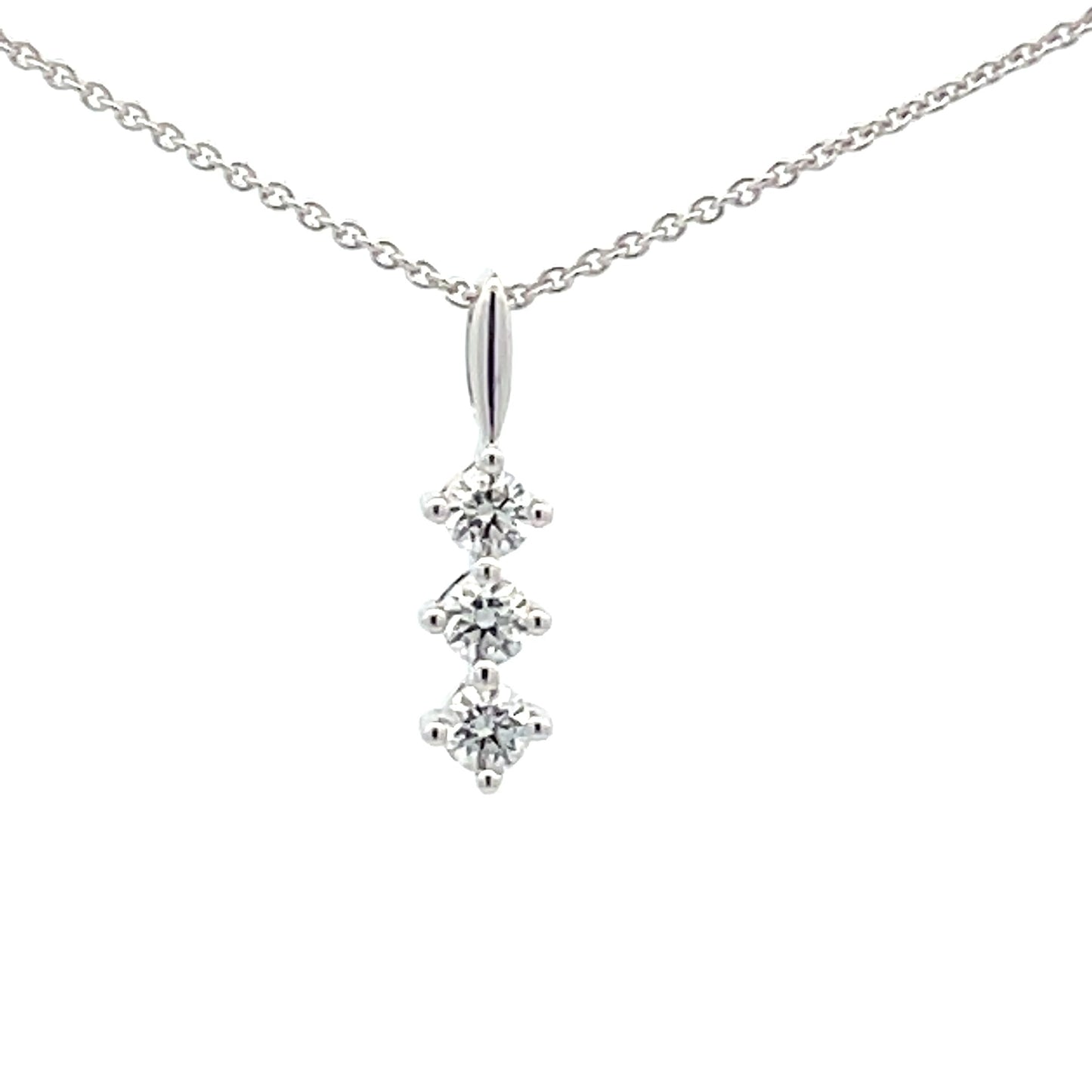Round Brilliant Cut Diamond 3 Stone Drop Pendant - 0.22cts Gardiner Brothers