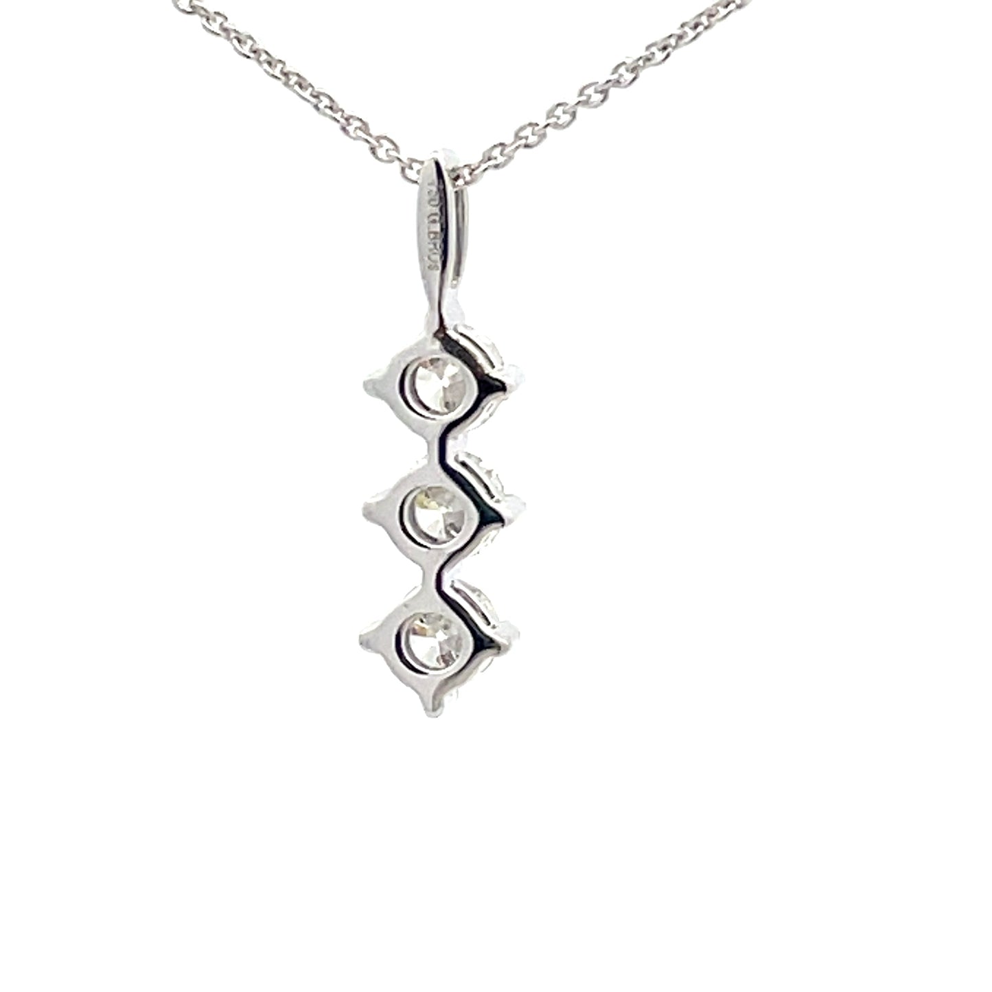 Round Brilliant Cut Diamond 3 Stone Drop Pendant - 0.56cts Gardiner Brothers