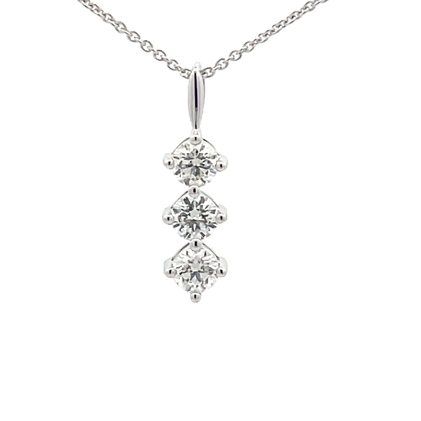 Round Brilliant Cut Diamond 3 Stone Drop Pendant - 0.56cts Gardiner Brothers