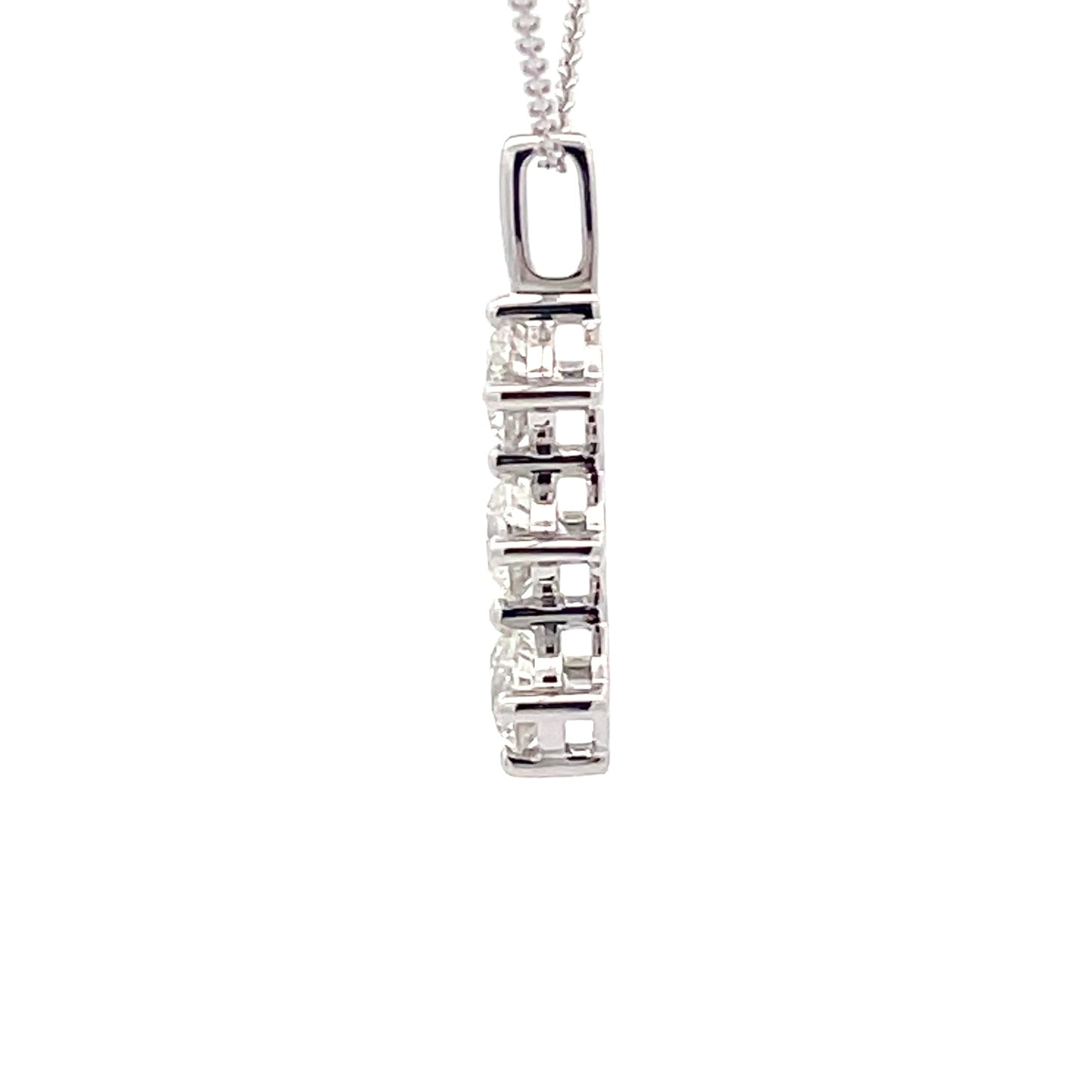 Round Brilliant Cut Diamond 3 Stone Drop Pendant - 0.92cts Gardiner Brothers