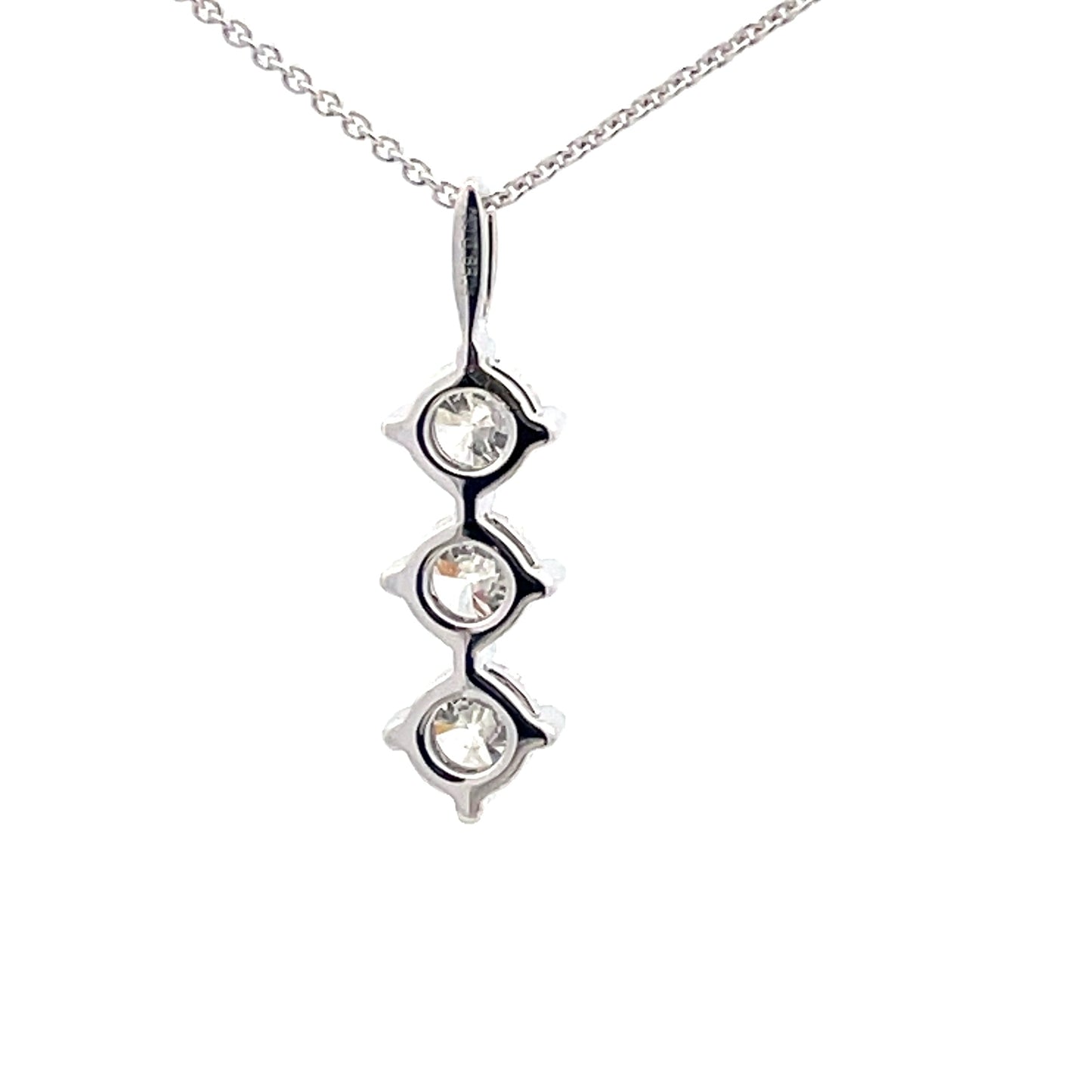Round Brilliant Cut Diamond 3 Stone Drop Pendant - 0.92cts Gardiner Brothers