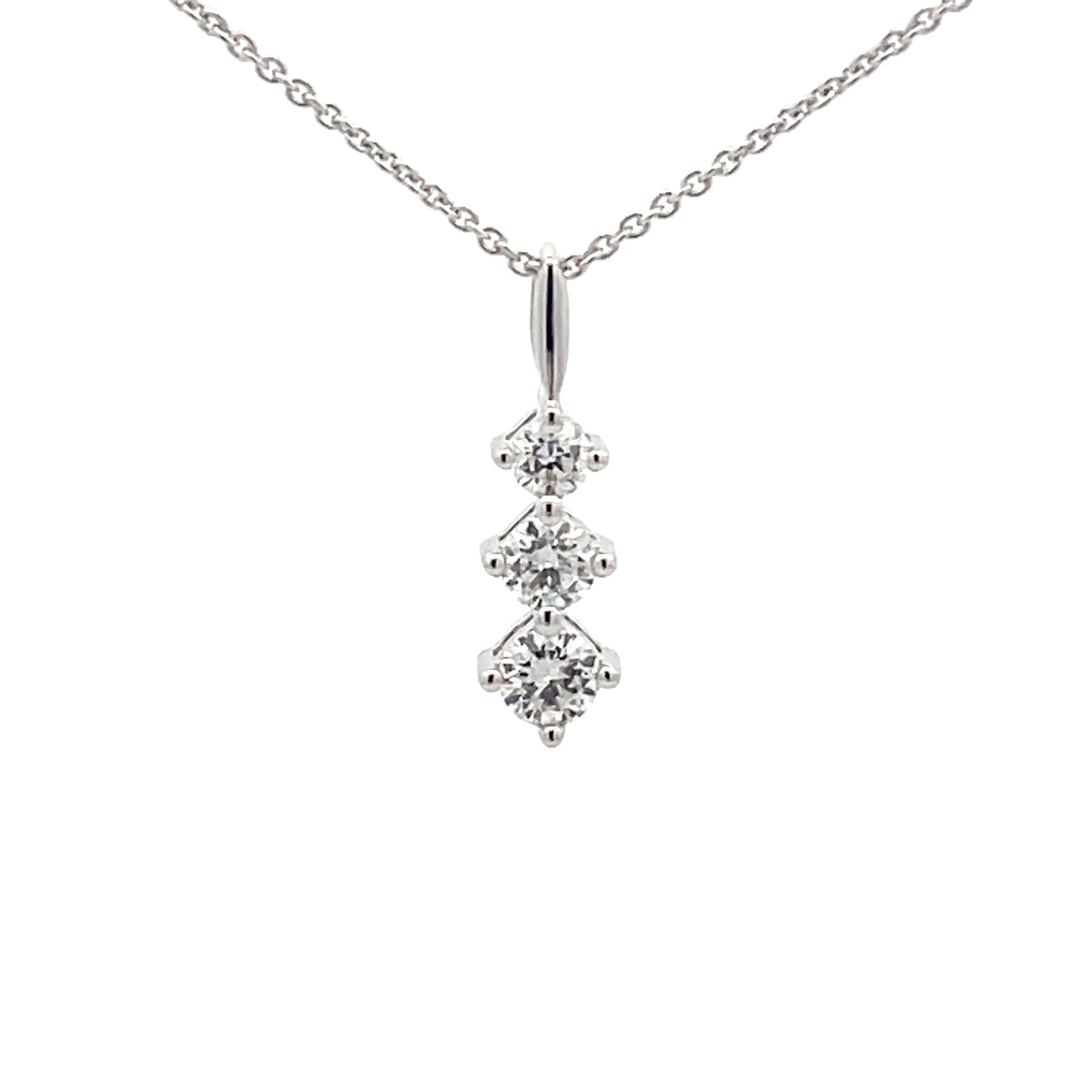 Round Brilliant Cut Diamond 3 Stone Graduated Drop Pendant - 0.33cts Gardiner Brothers
