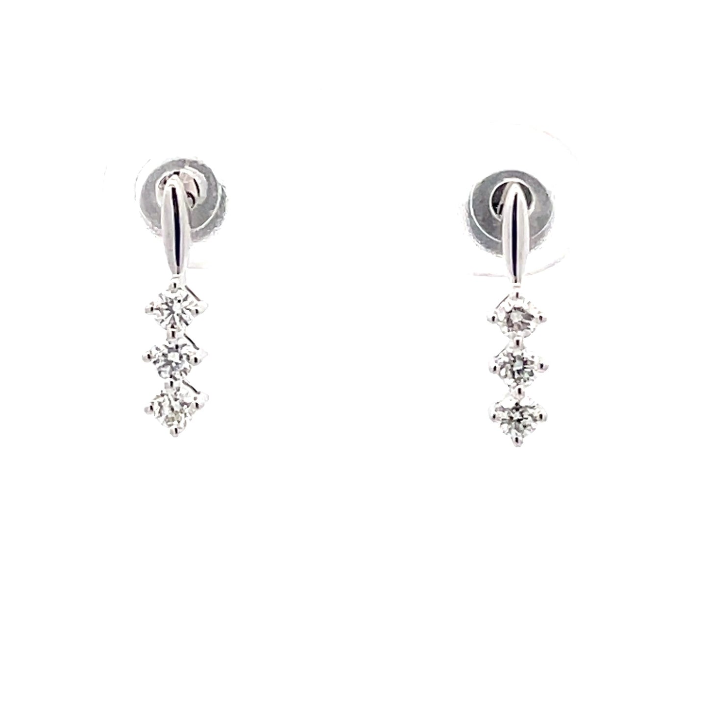 Round Brilliant Cut Diamond 3 Stone Drop Earrings - 0.25cts Gardiner Brothers