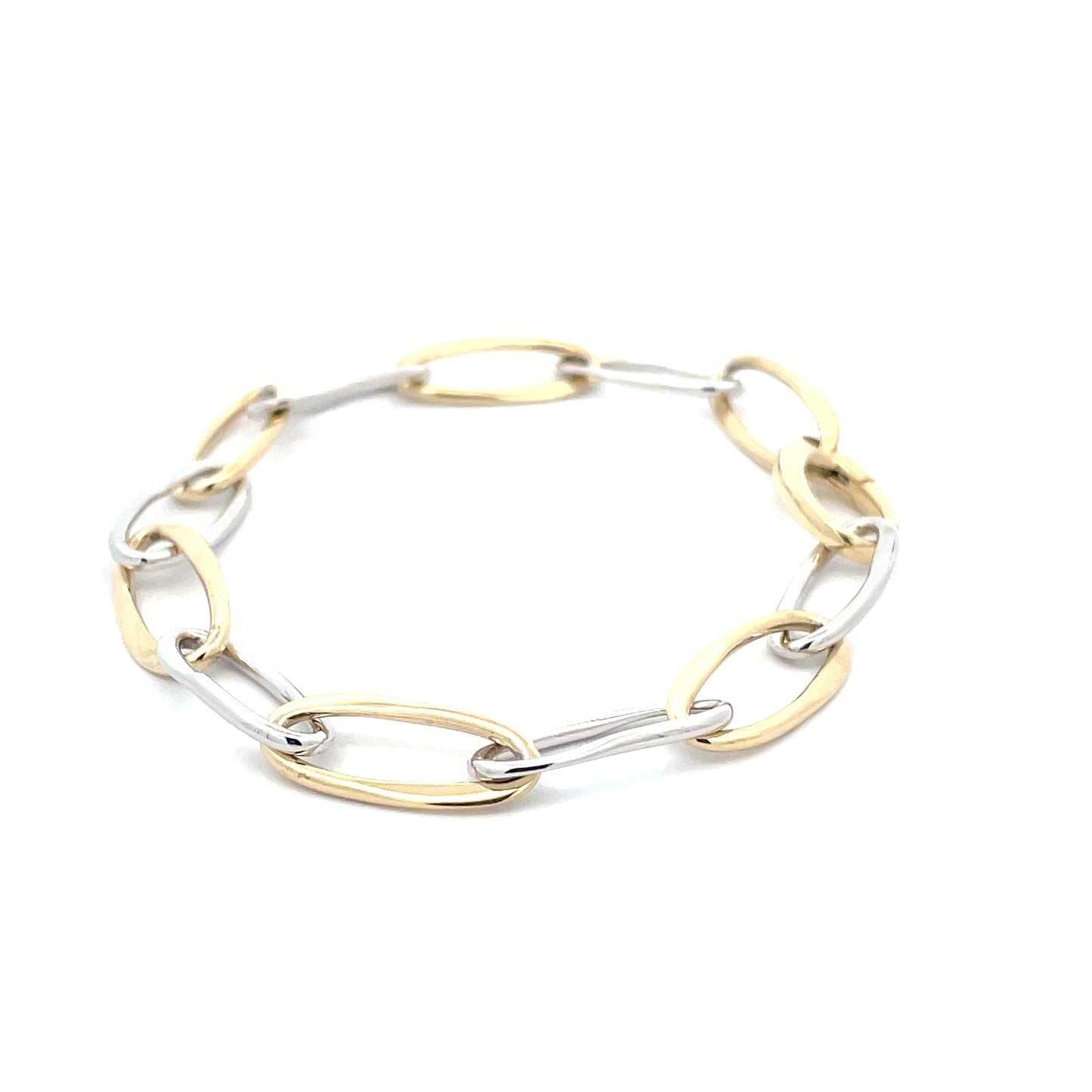 Yellow and white Gold Wavy Link Style Bracelet Gardiner Brothers