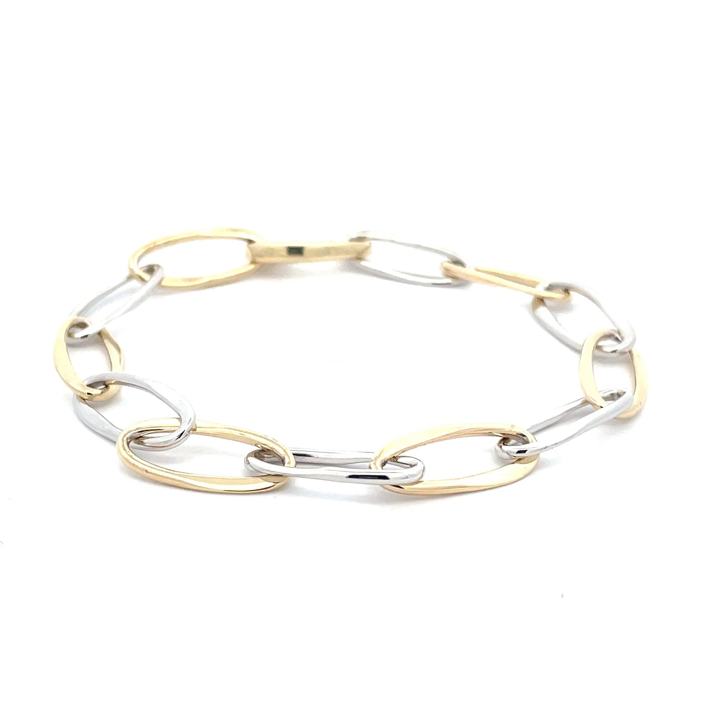 Yellow and white Gold Wavy Link Style Bracelet Gardiner Brothers