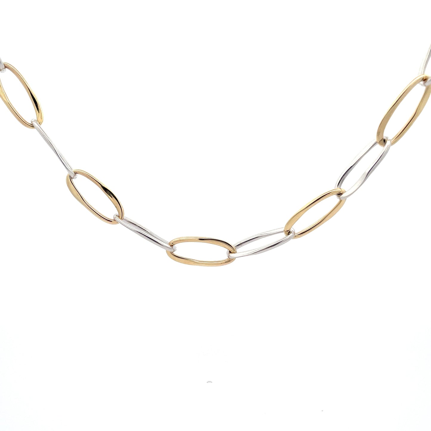 Yellow and white Gold Wavy Link Style Necklet Gardiner Brothers