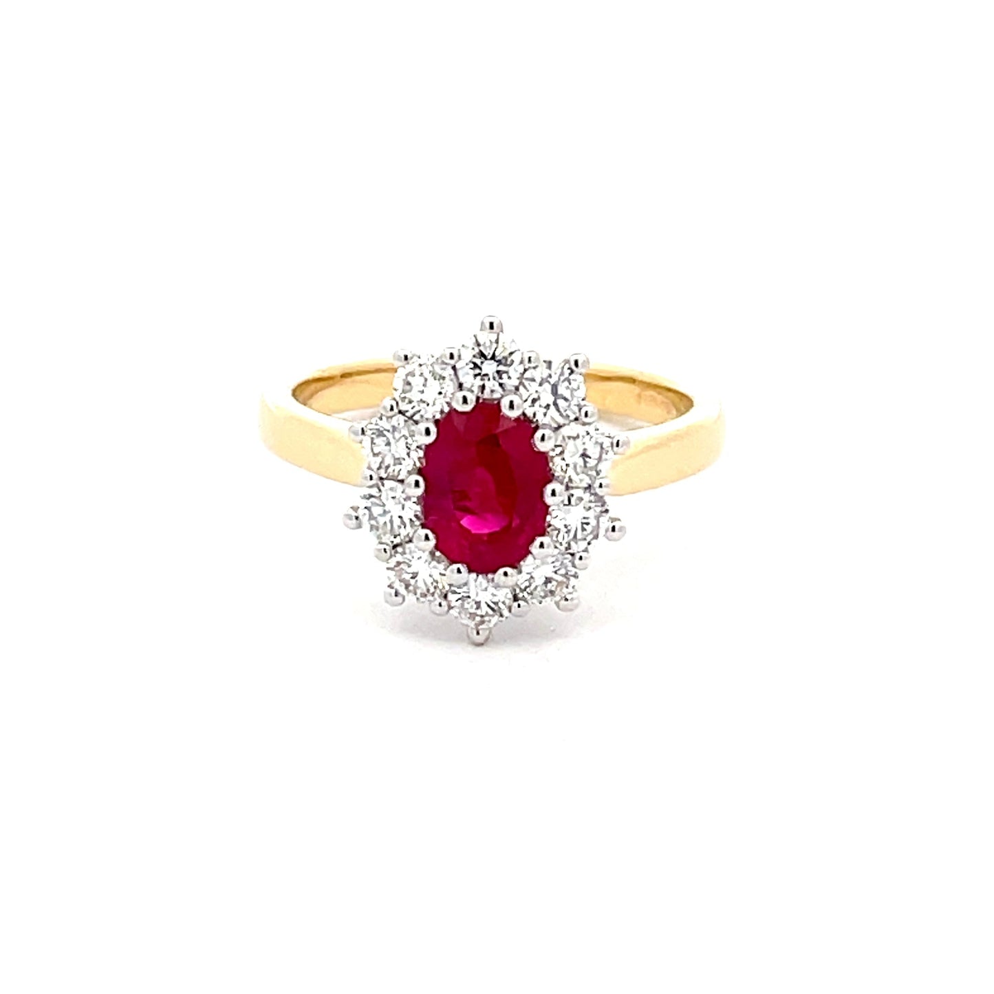 Ruby and Round Brilliant Cut Diamond Cluster Ring Gardiner Brothers