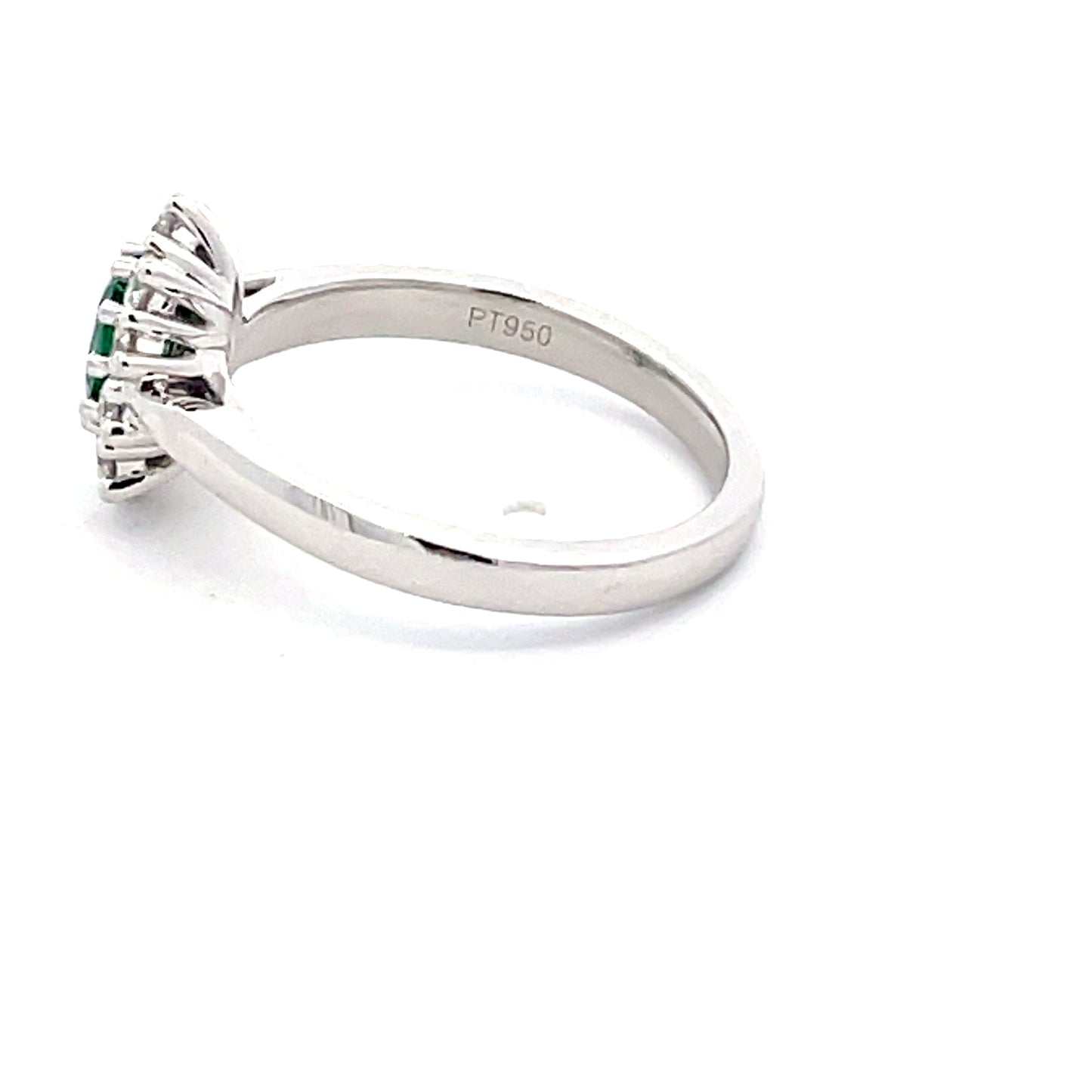 Emerald and round brilliant cut diamond cluster style ring Gardiner Brothers