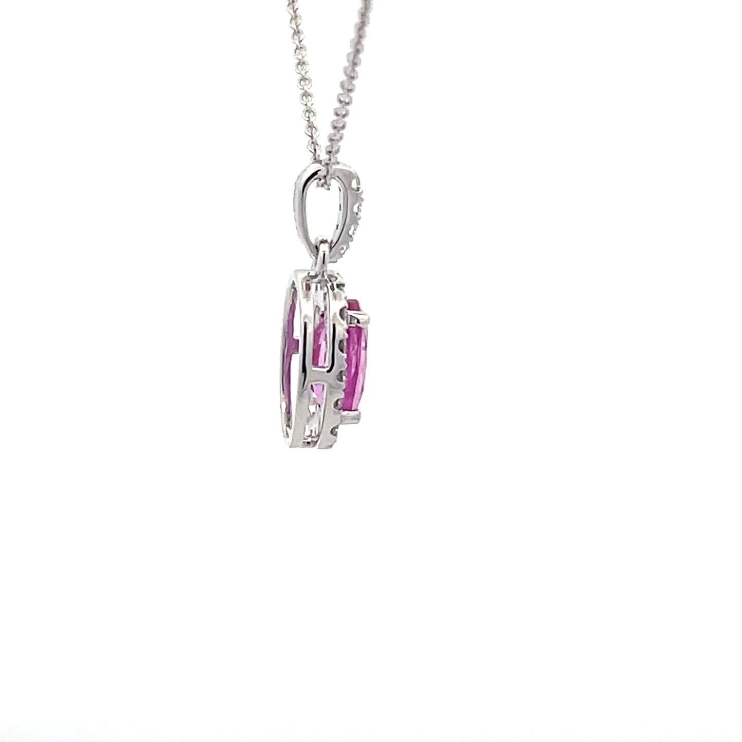 Pink Sapphire and Diamond Halo Style Pendant Gardiner Brothers