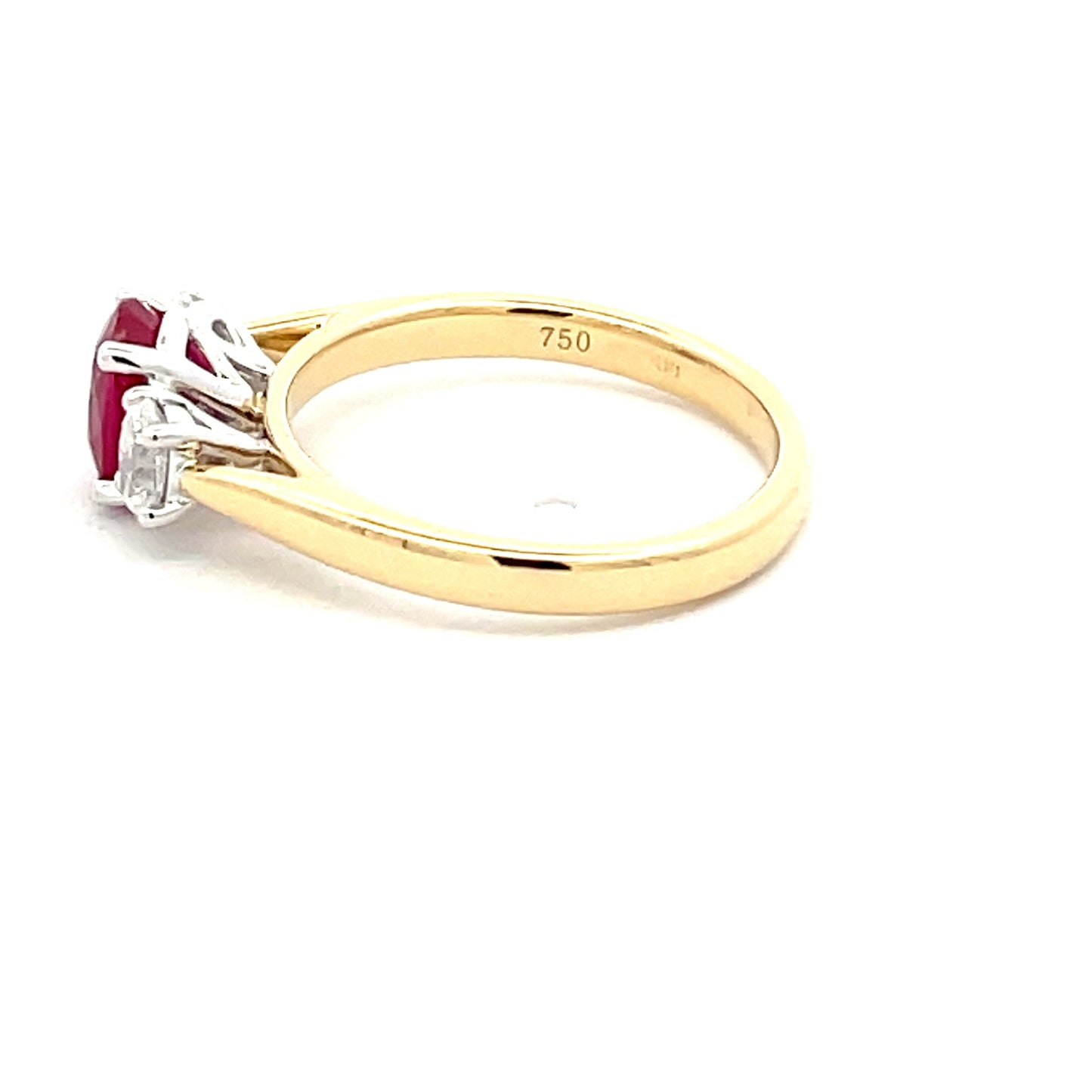 Ruby and Oval Shaped Diamond 3 Stone Ring Gardiner Brothers
