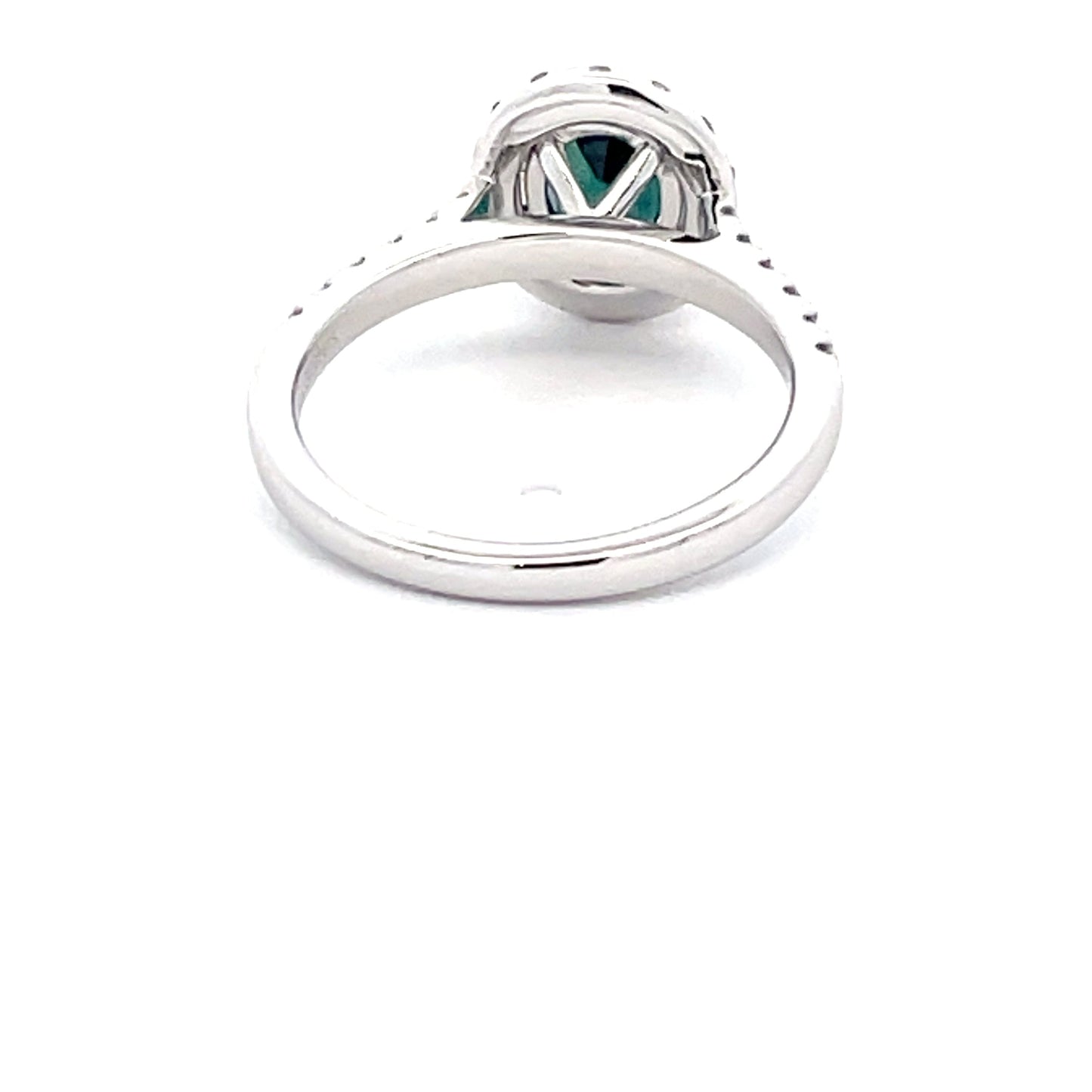 TEAL SAPPHIRE AND DIAMOND HALO STYLE RING Gardiner Brothers