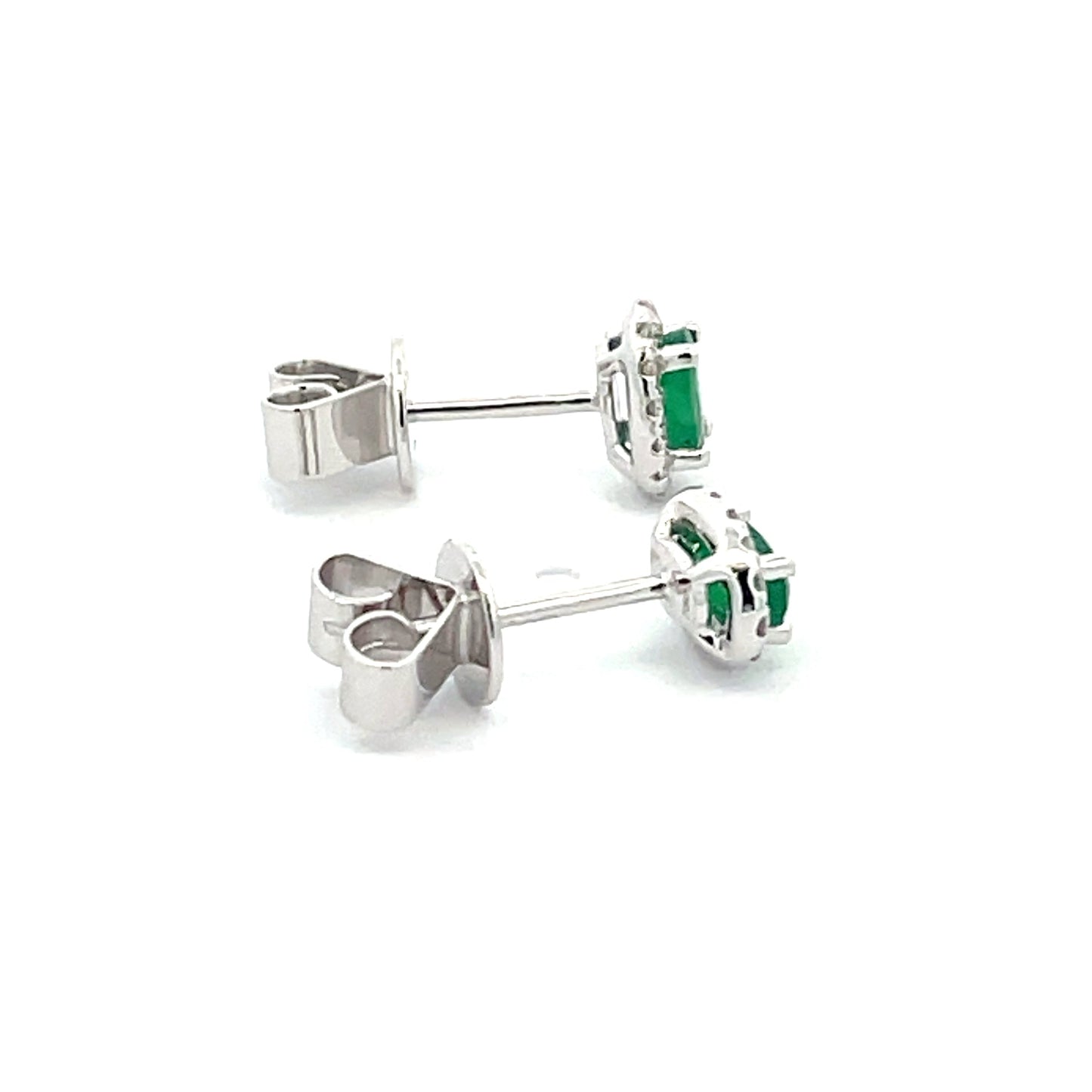 Emerald and Diamond Halo Style Earrings Gardiner Brothers