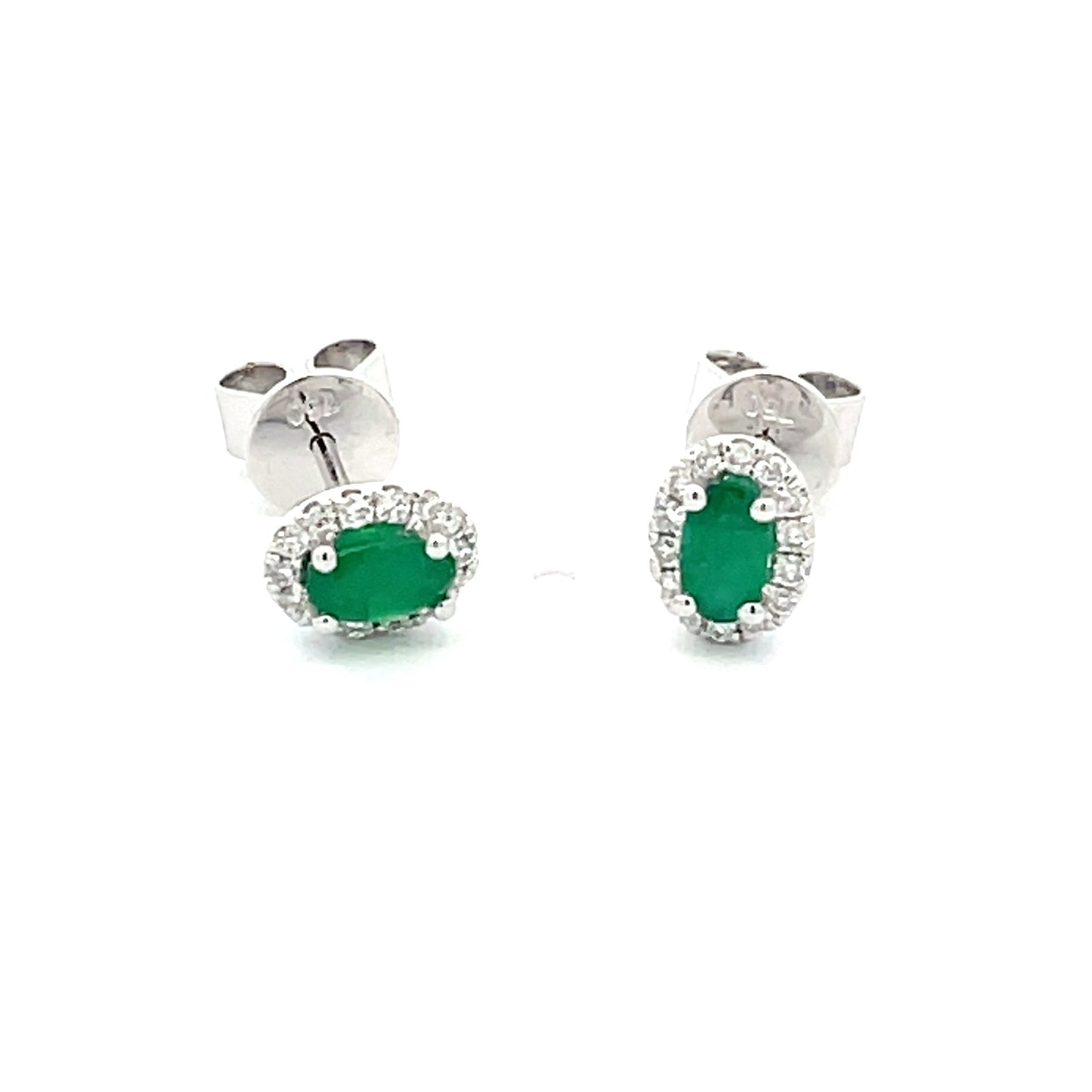 Emerald and Diamond Halo Style Earrings Gardiner Brothers