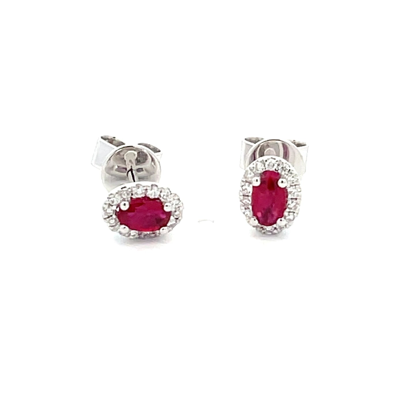 Rubie and Diamond Halo Style Earrings Gardiner Brothers