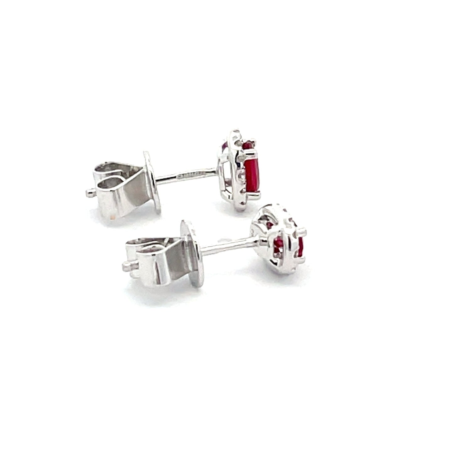 Rubie and Diamond Halo Style Earrings Gardiner Brothers