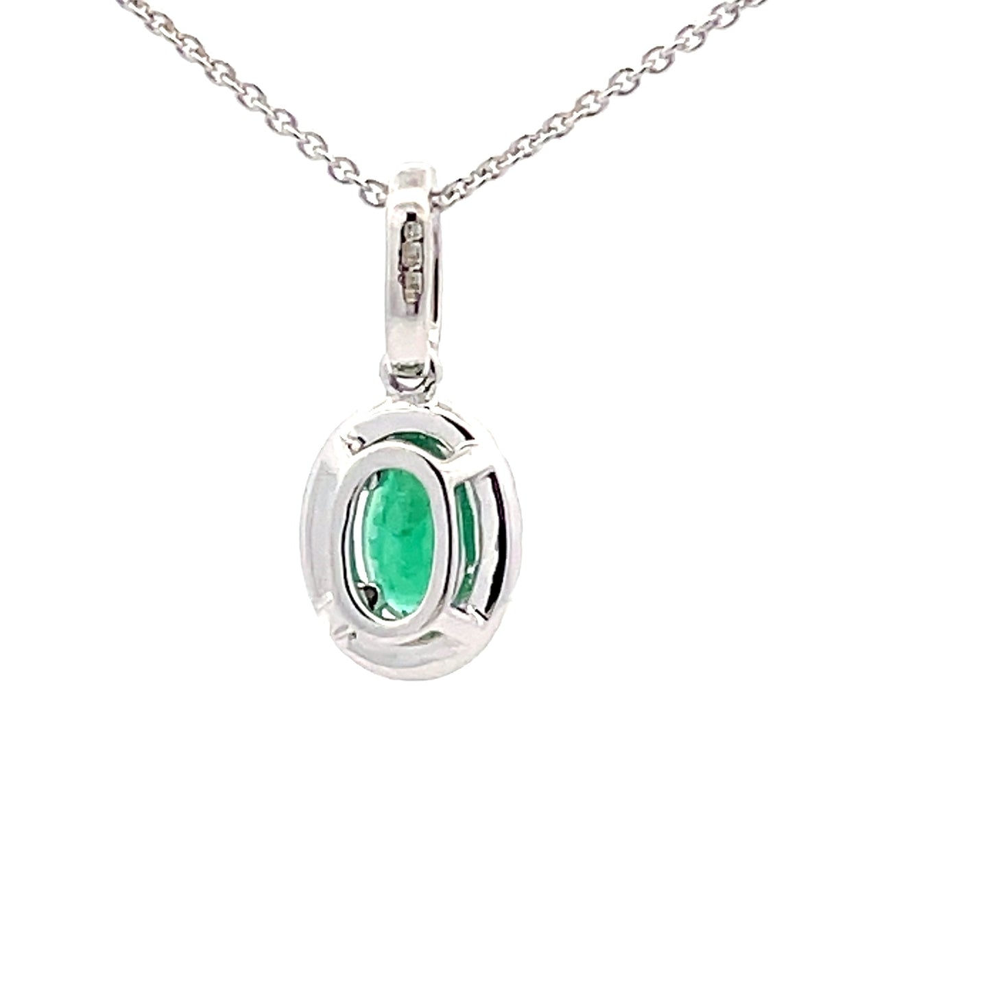 Emerald and Diamond Halo Style Pendant Gardiner Brothers