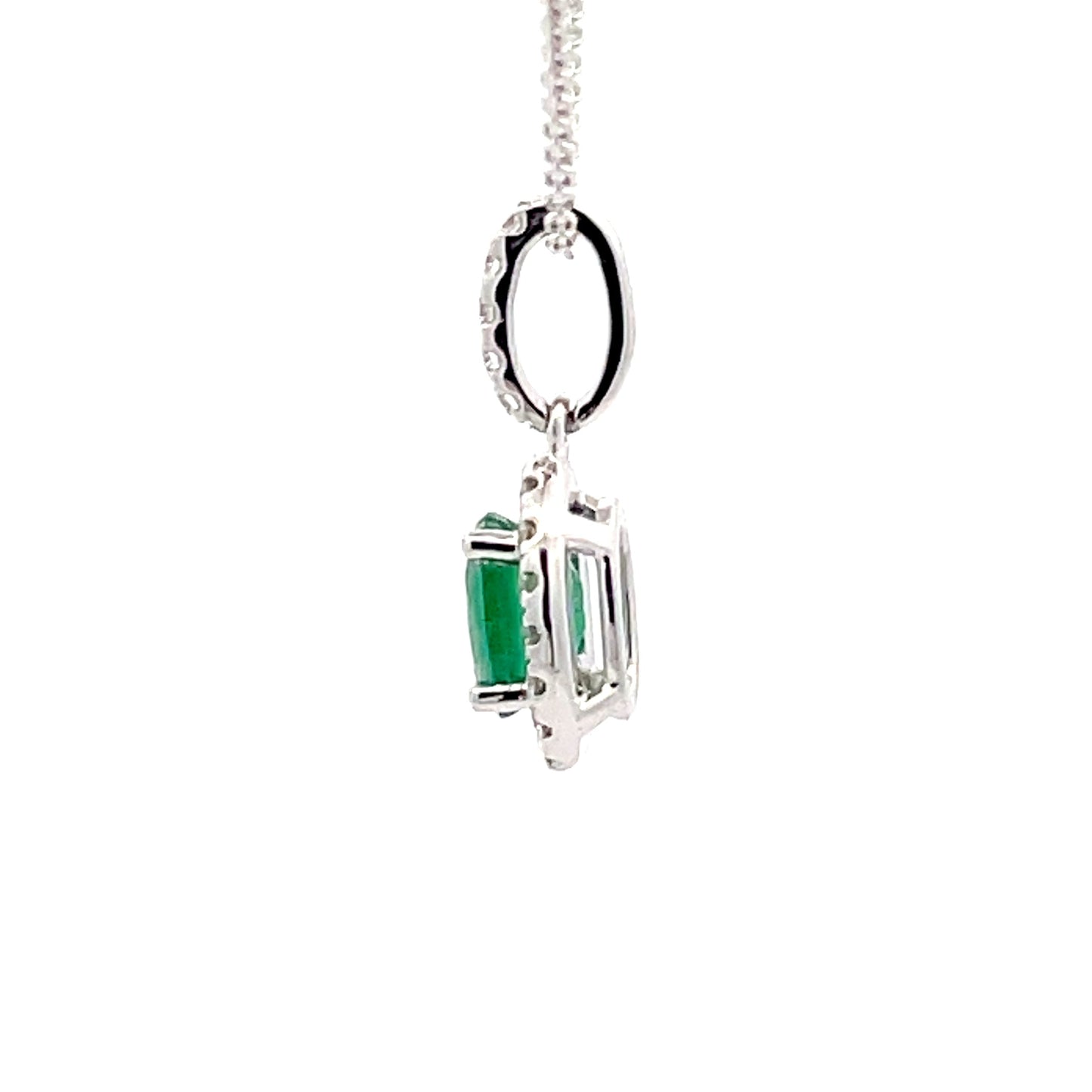 Emerald and Diamond Halo Style Pendant Gardiner Brothers