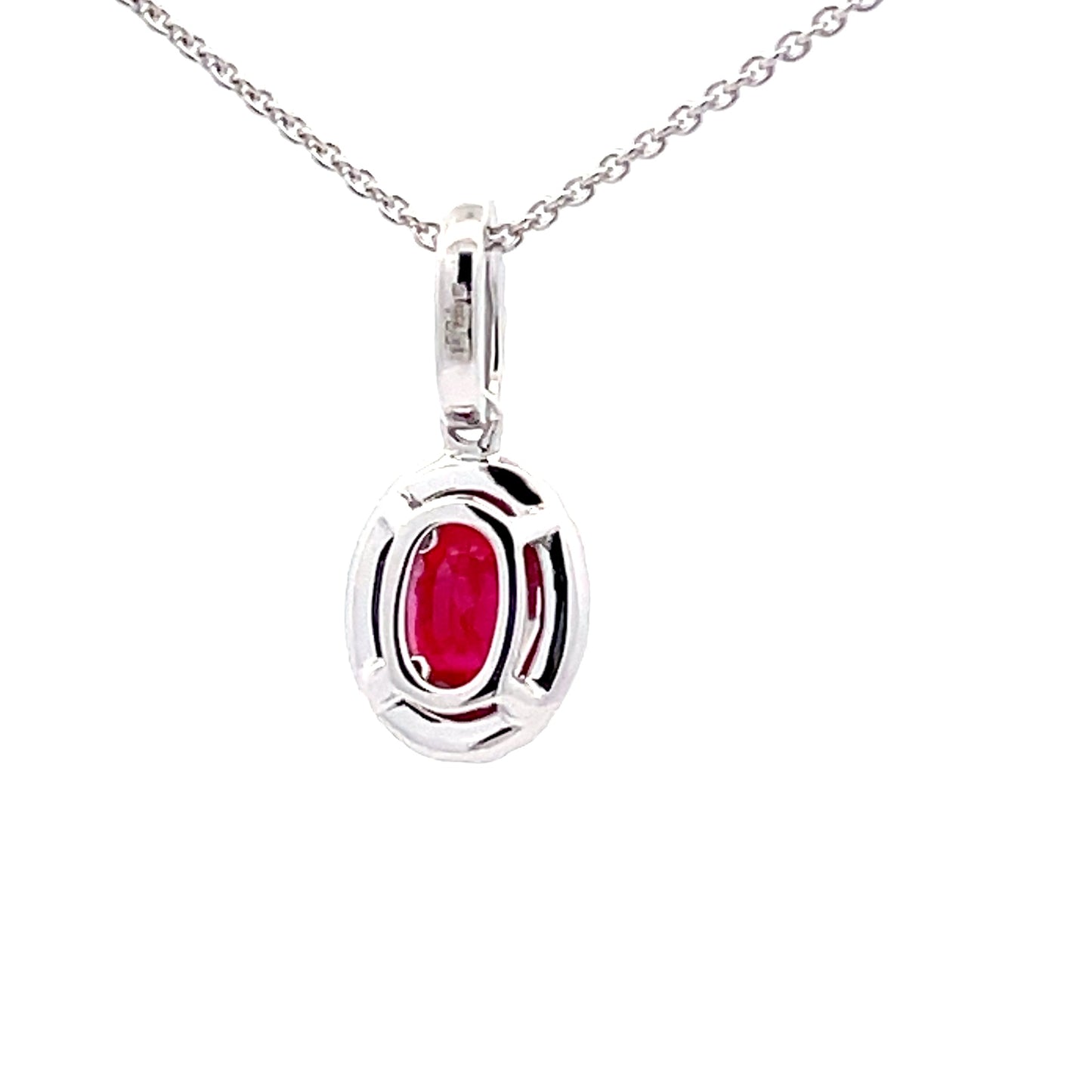 Ruby and Diamond Halo Style Pendant Gardiner Brothers