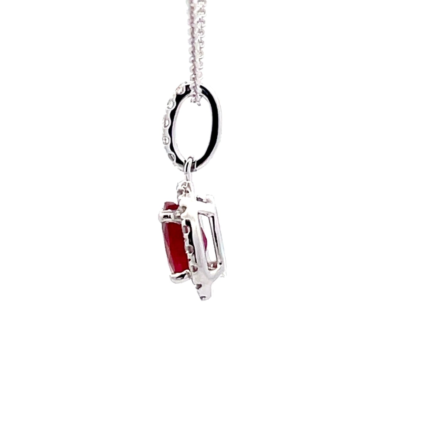 Ruby and Diamond Halo Style Pendant Gardiner Brothers