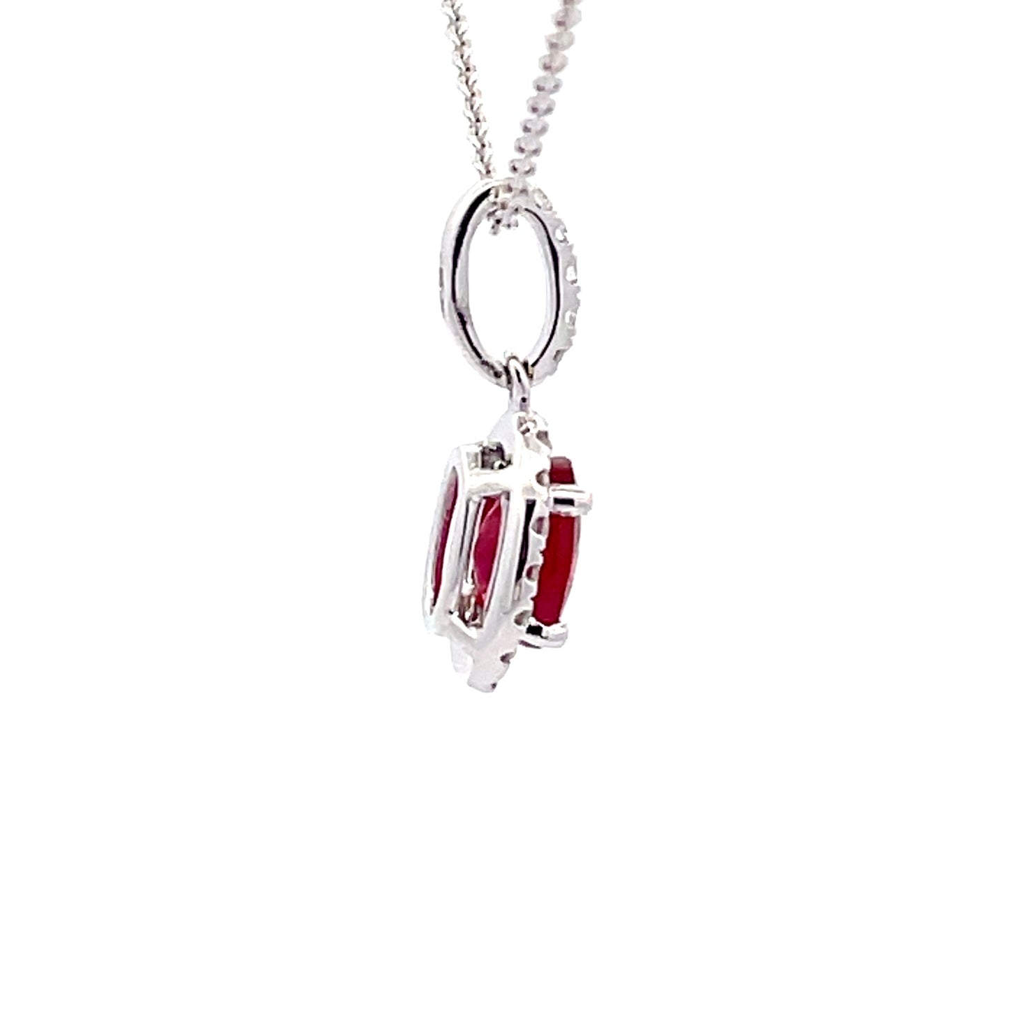 Ruby and Diamond Halo Style Pendant Gardiner Brothers