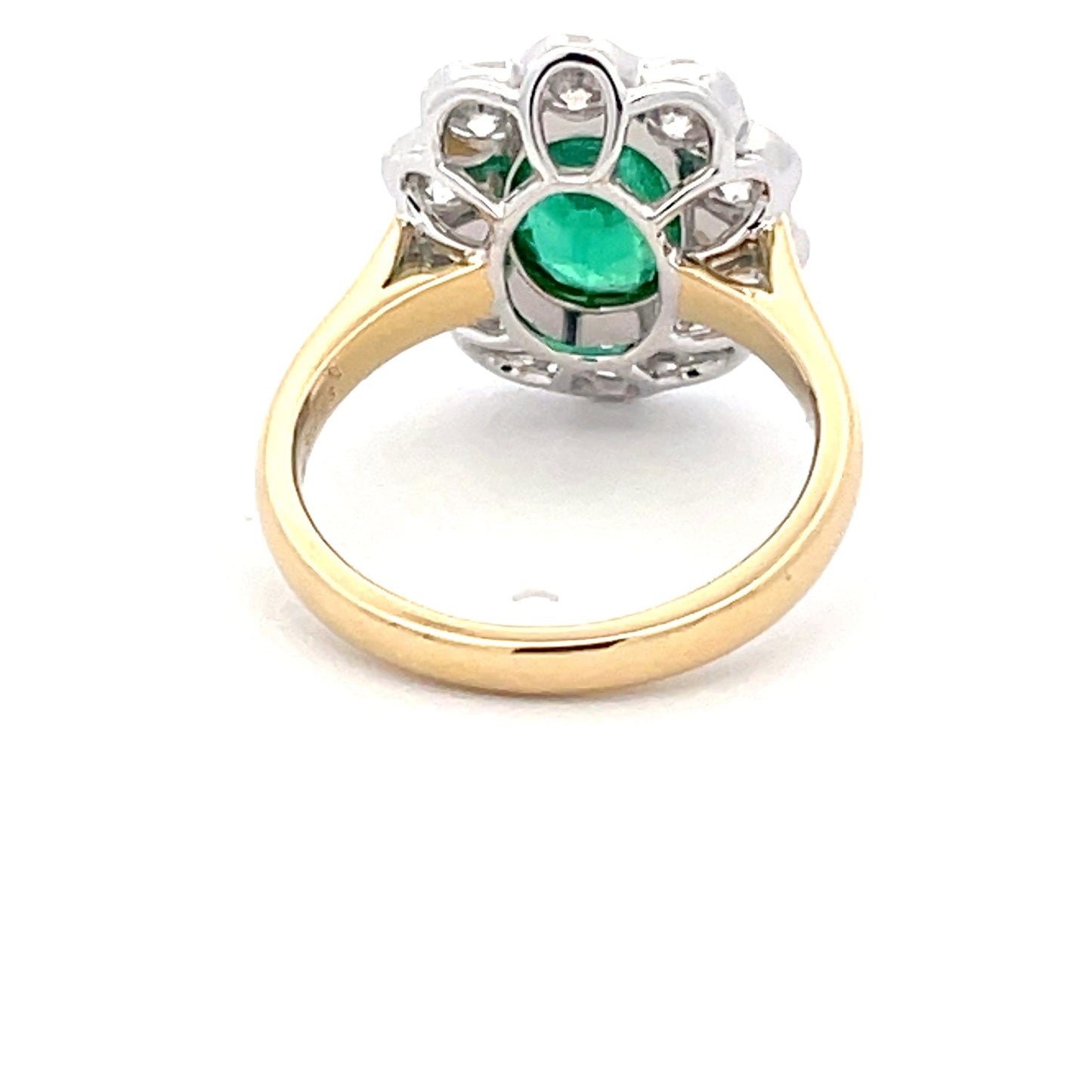 Emerald and Round Brilliant Cut Diamond Cluster Style Ring Gardiner Brothers