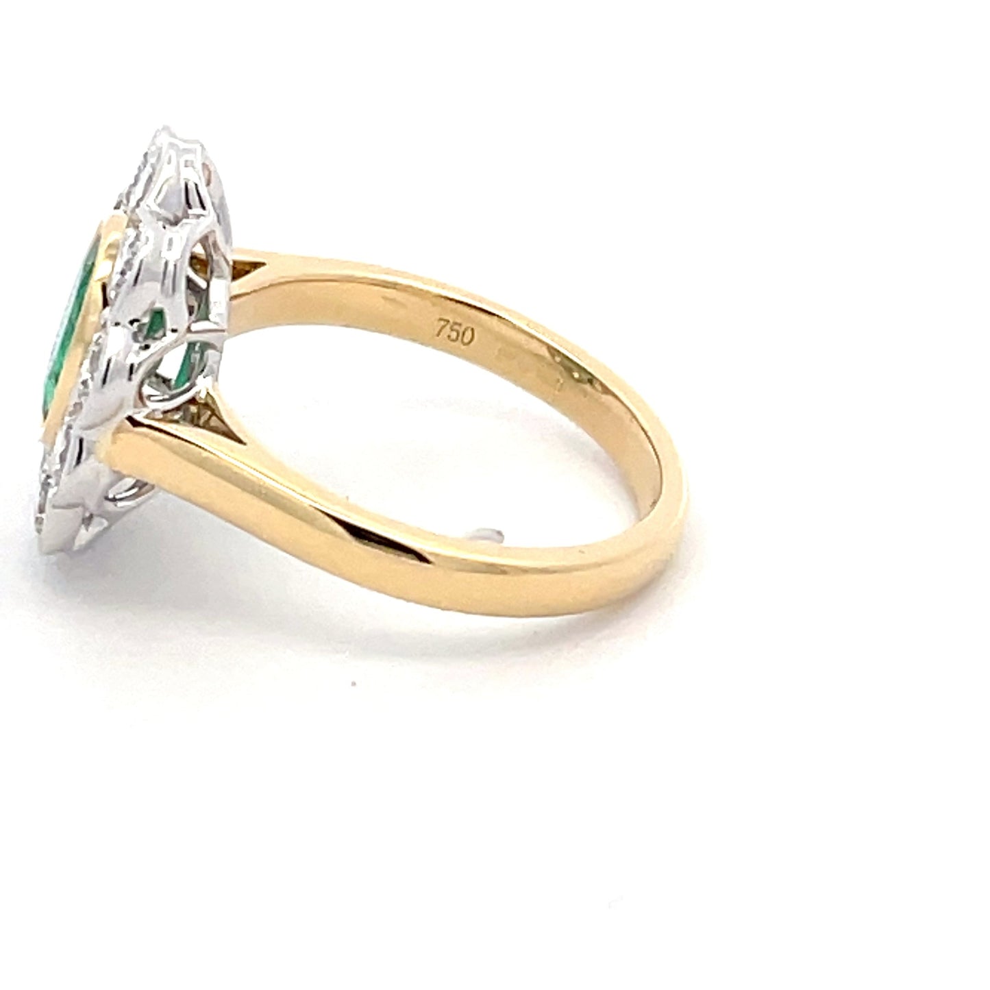 Emerald and Round Brilliant Cut Diamond Cluster Style Ring Gardiner Brothers