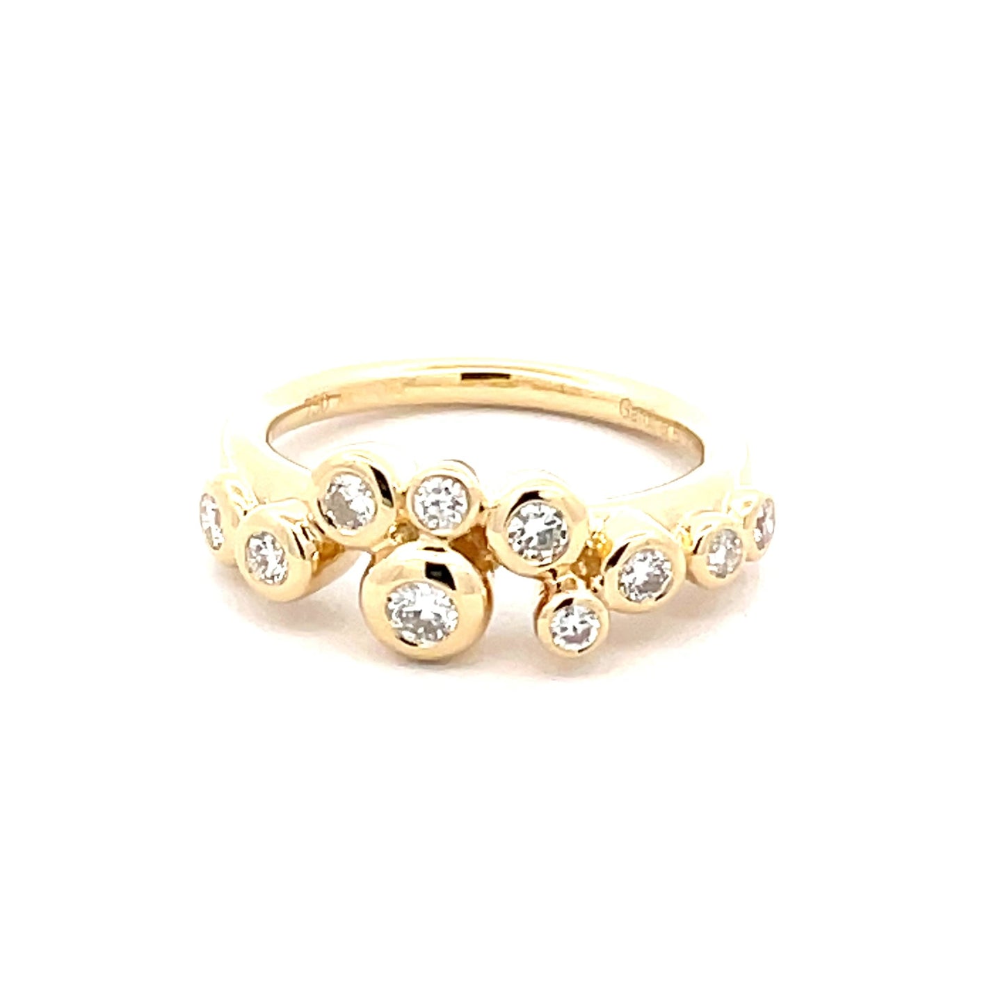 round brilliant cut diamond bubble style ring Gardiner Brothers