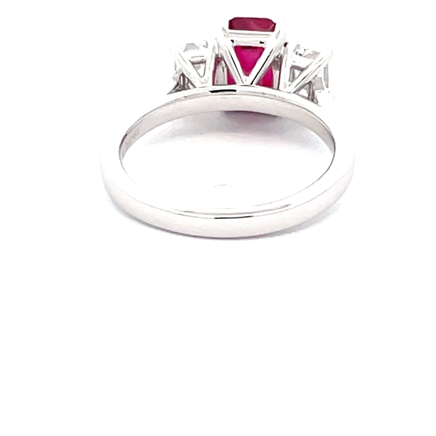 Octagonal Ruby and Diamond 3 Stone Ring Gardiner Brothers