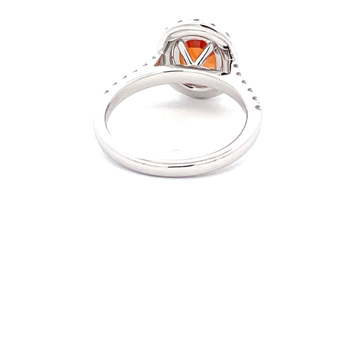 Orange Sapphire and diamond halo style ring Gardiner Brothers