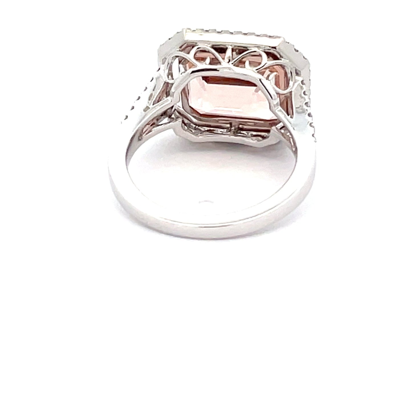 Morganite and Diamond Halo cluster style ring Gardiner Brothers