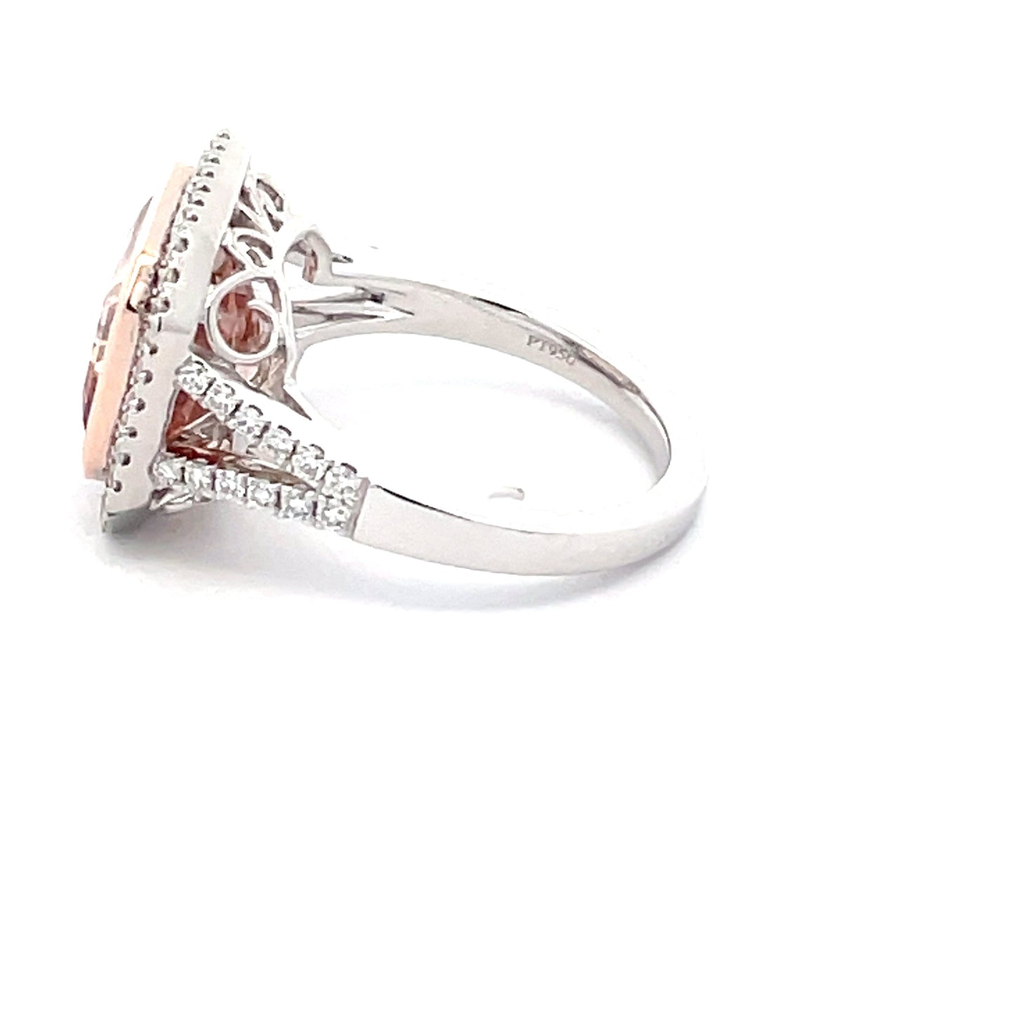 Morganite and Diamond Halo cluster style ring Gardiner Brothers