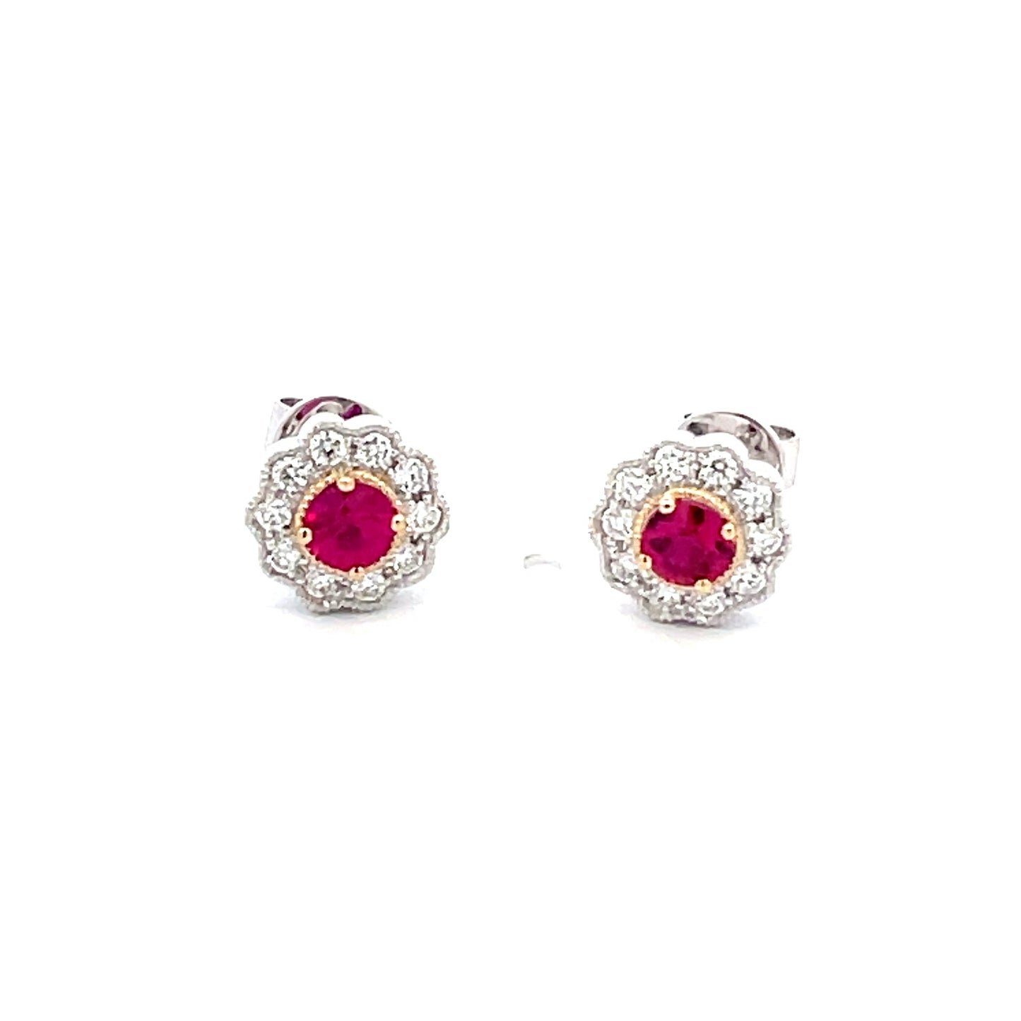 Ruby and Diamond Vintage Style Cluster Earrings Gardiner Brothers