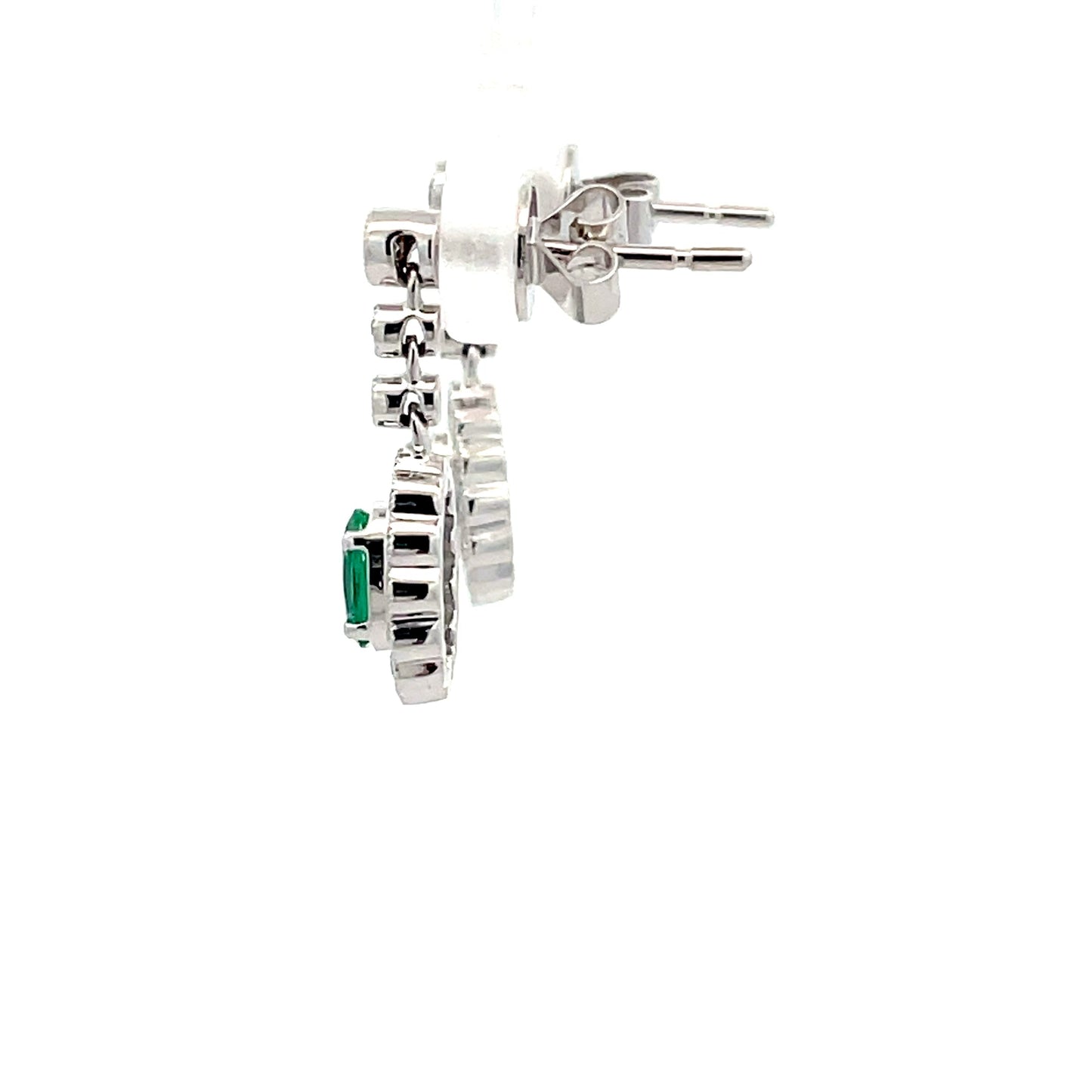 Emerald and Diamond Cluster Style Drop Earrings Gardiner Brothers