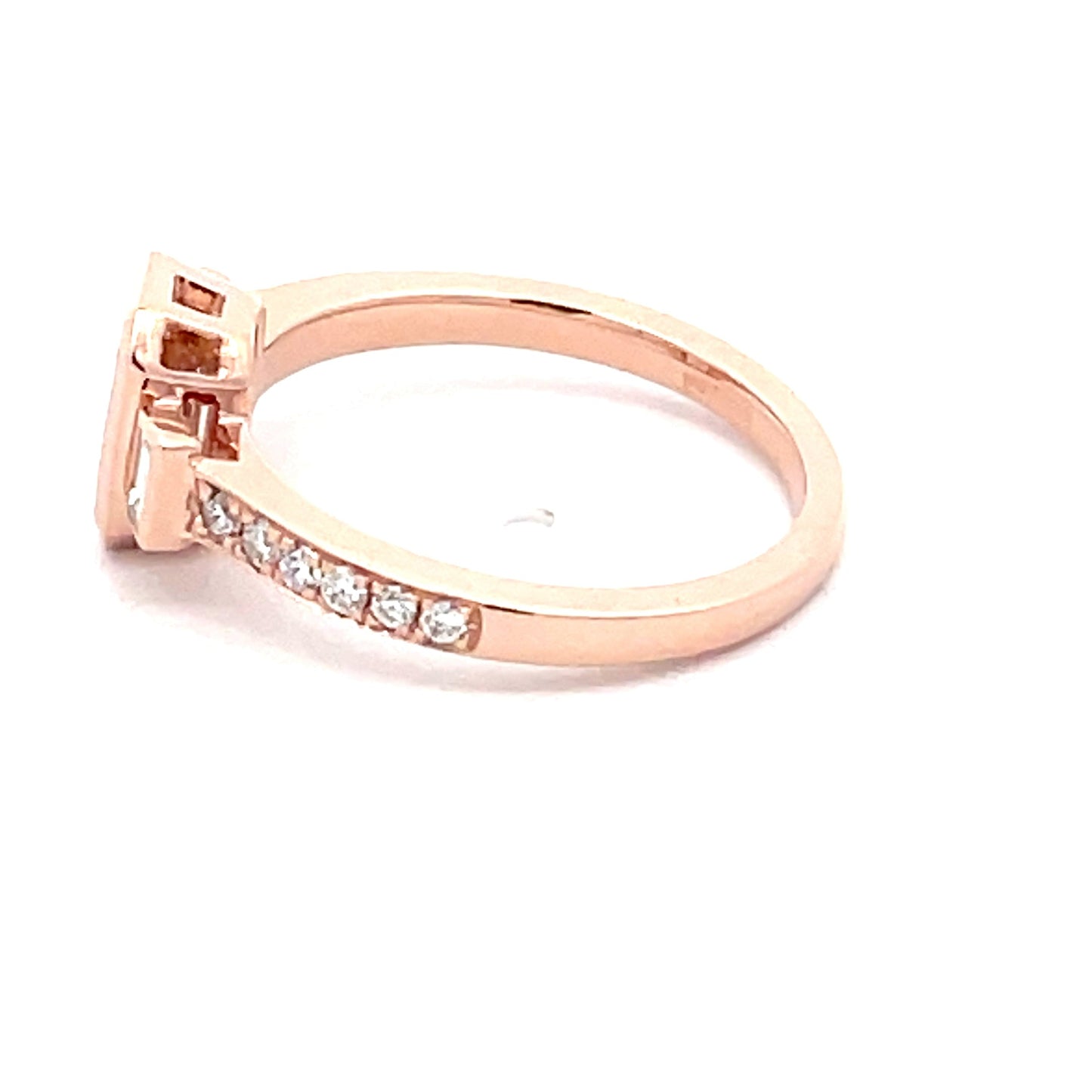 Morganite and Diamond 3 Stone Ring with Diamond Set shoulders. Gardiner Brothers