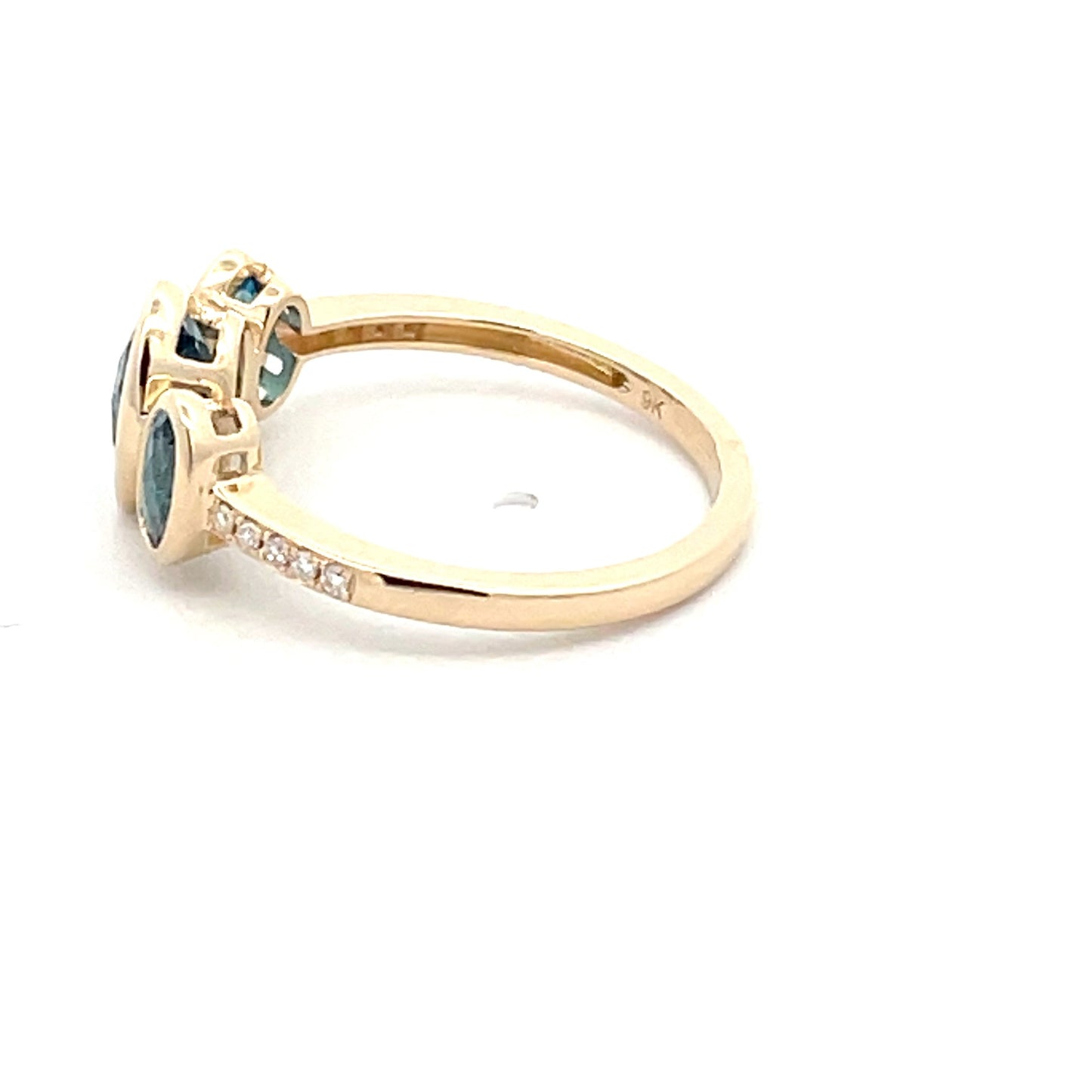 London Blue Topaz and Diamond 3 Stone Ring Gardiner Brothers