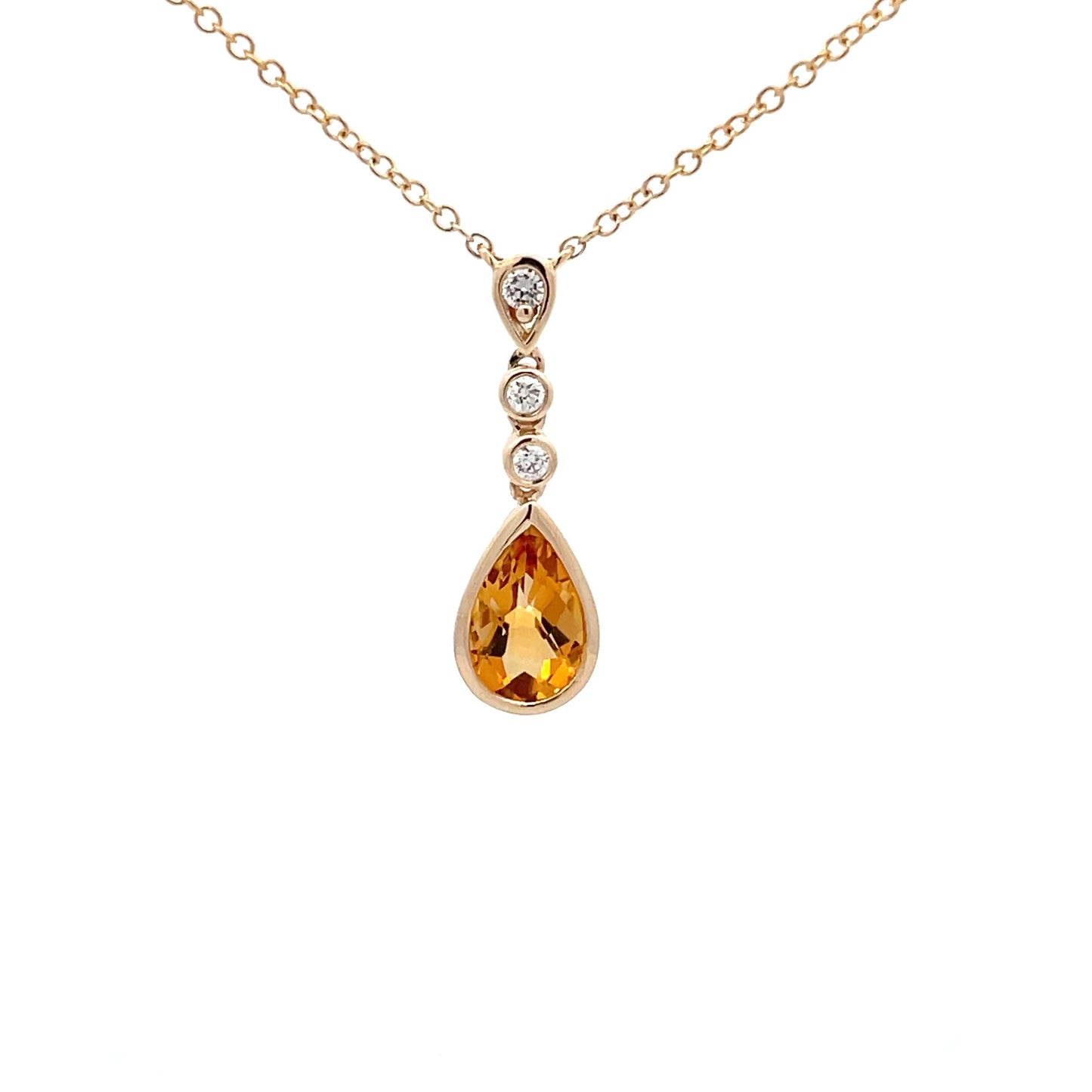 Citrine and Diamond Drop Style Pendant Gardiner Brothers