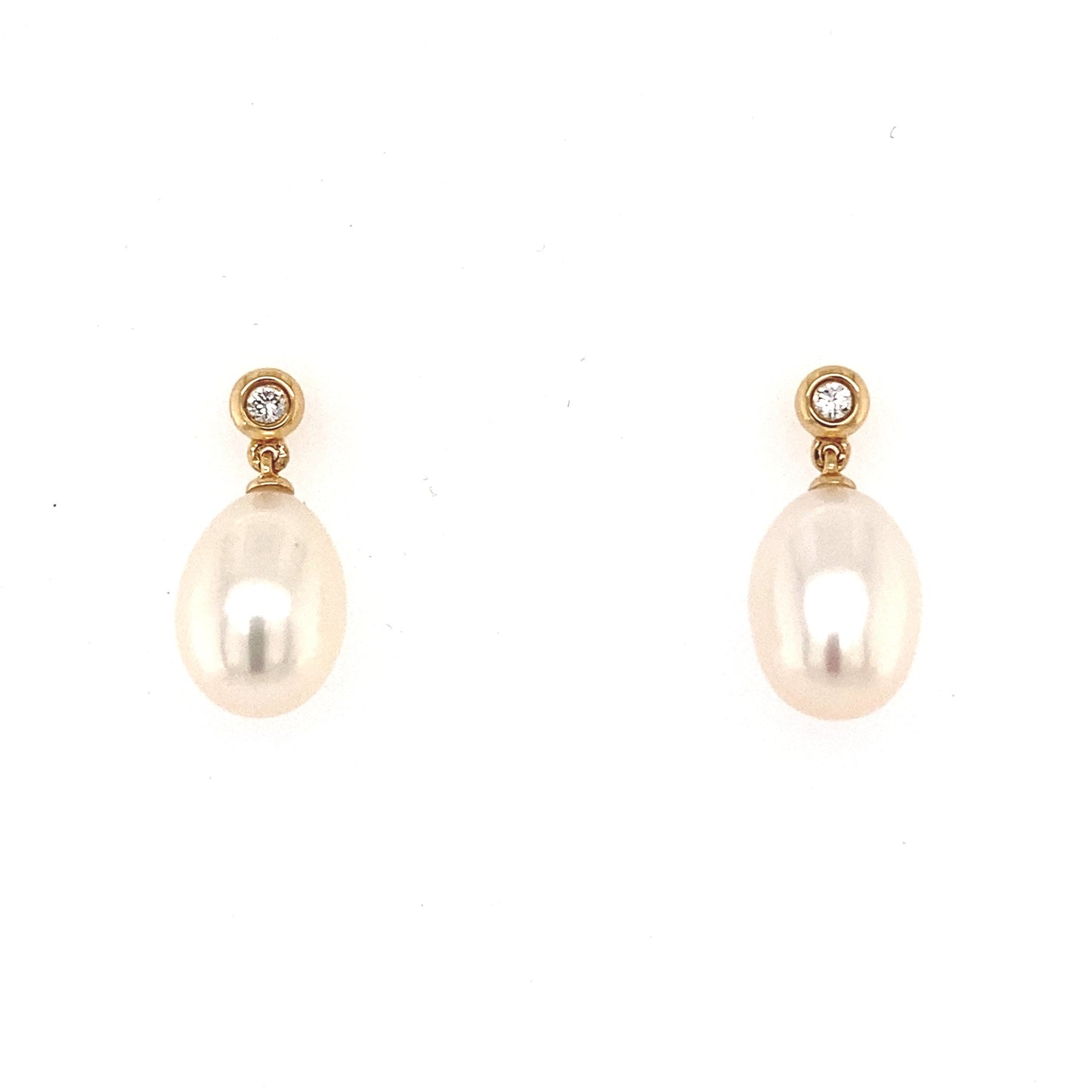 Yellow Gold Pearl and Diamond Drop Earrings Gardiner Brothers